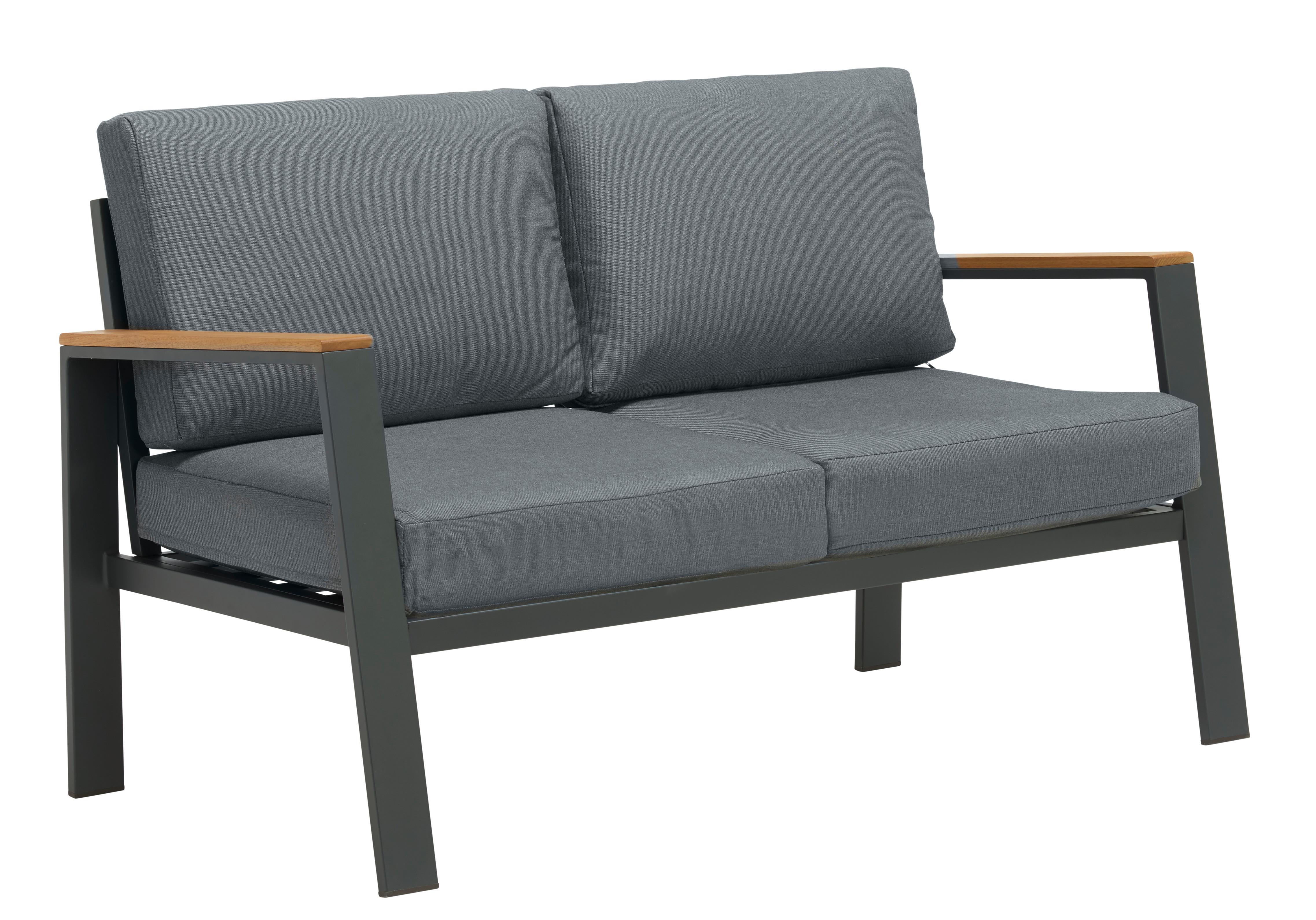 SOFA TARASOWA TORBOLE-03 - antracytowy/kolor naturalny, Design, metal/drewno (132/74/75cm) - Ambia Garden