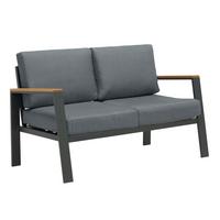 SOFA TARASOWA TORBOLE-03 - antracytowy/kolor naturalny, Design, metal/drewno (132/74/75cm) - Ambia Garden