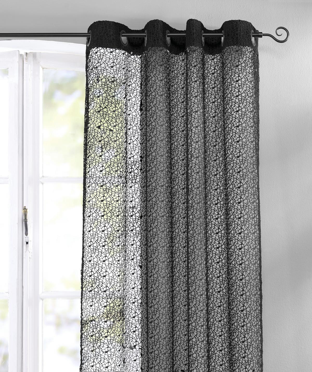 Zavesa Z Obročki Astrid - črna, Moderno, tekstil (140/245cm) - Modern Living
