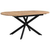 Jedilna Miza Ezra, Barva Hrasta, 120-160x90 - črna/divji hrast, Trendi, kovina/leseni material (120/75/90cm)