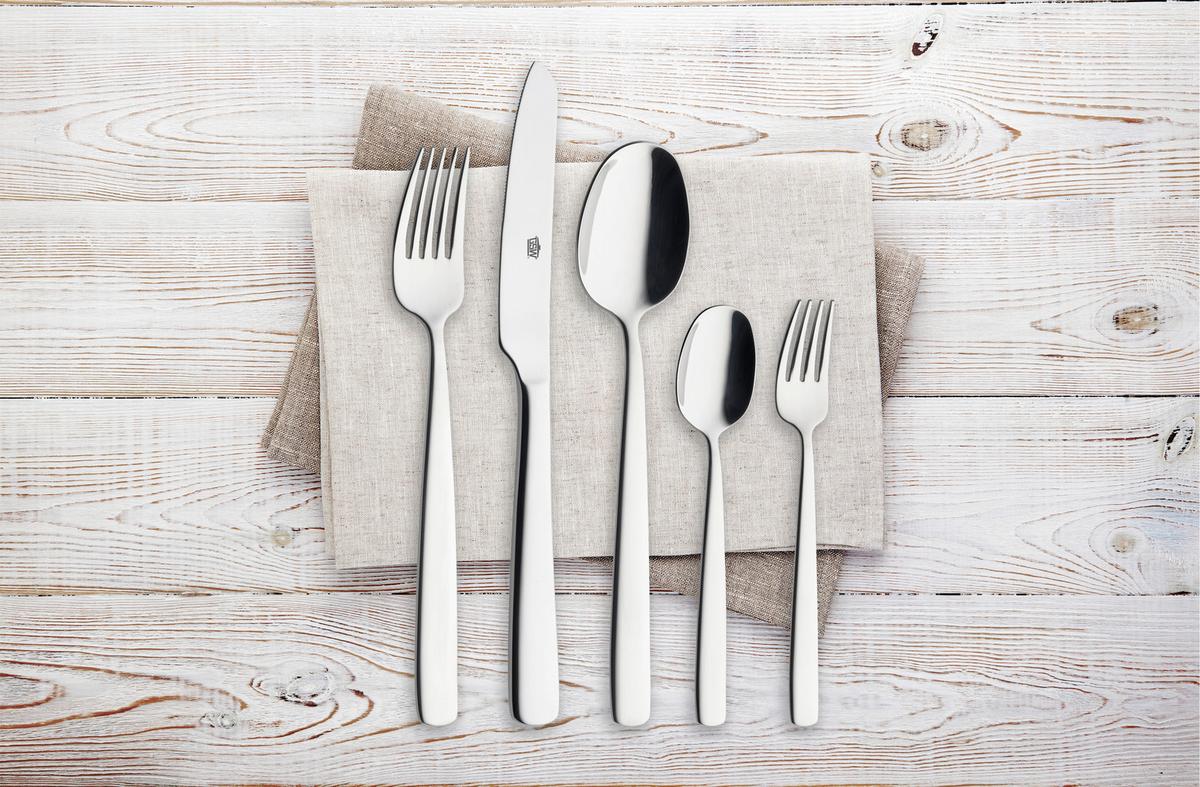 Jedilni Pribor Premium, 60-Delni - barve nerjavečega jekla, Basics, kovina - GSW