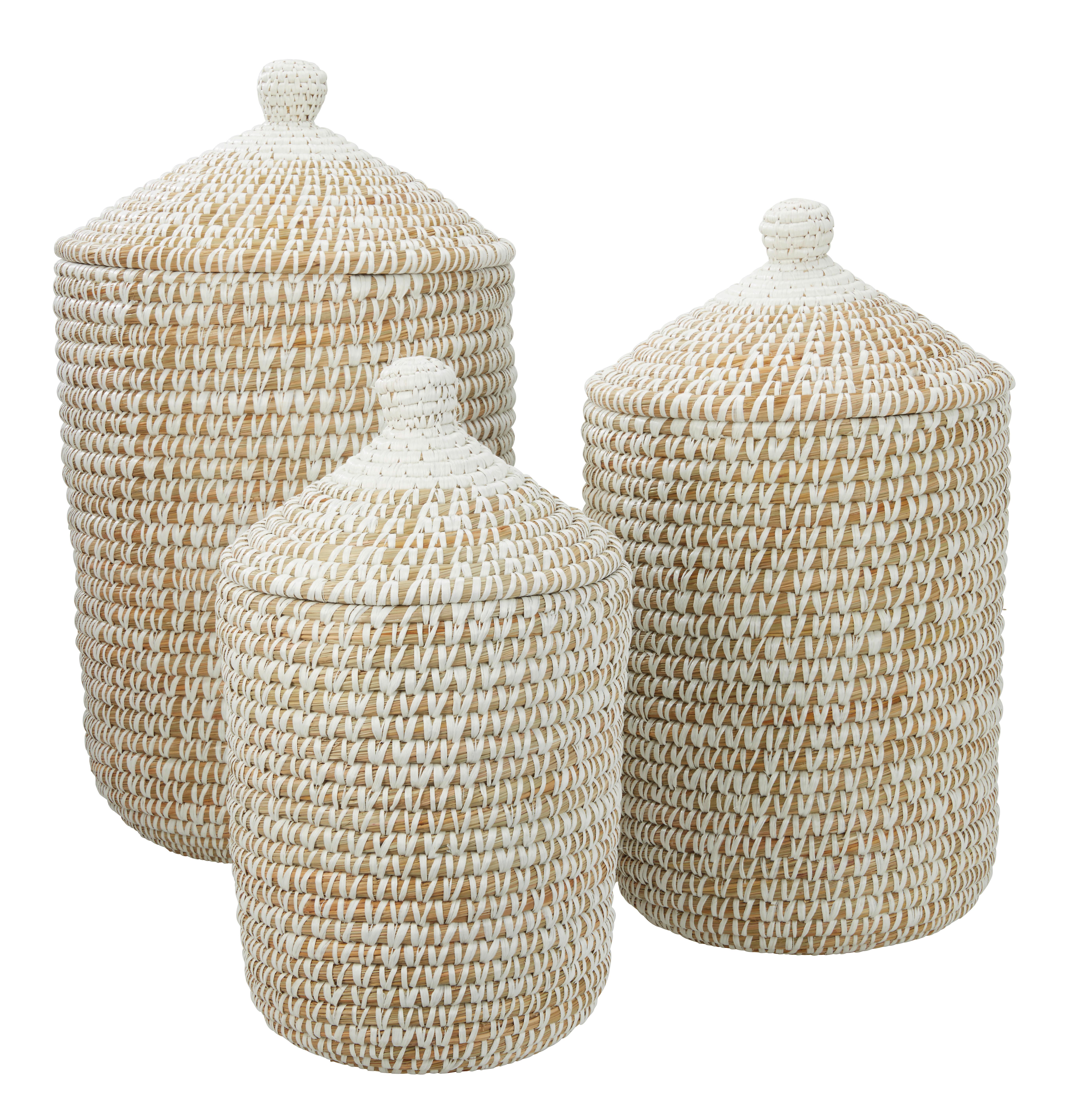 Korb Lauren S Weiss - Weiss, Romantik / Landhaus, Naturmaterialien/Kunststoff (26/44cm) - Zandiara