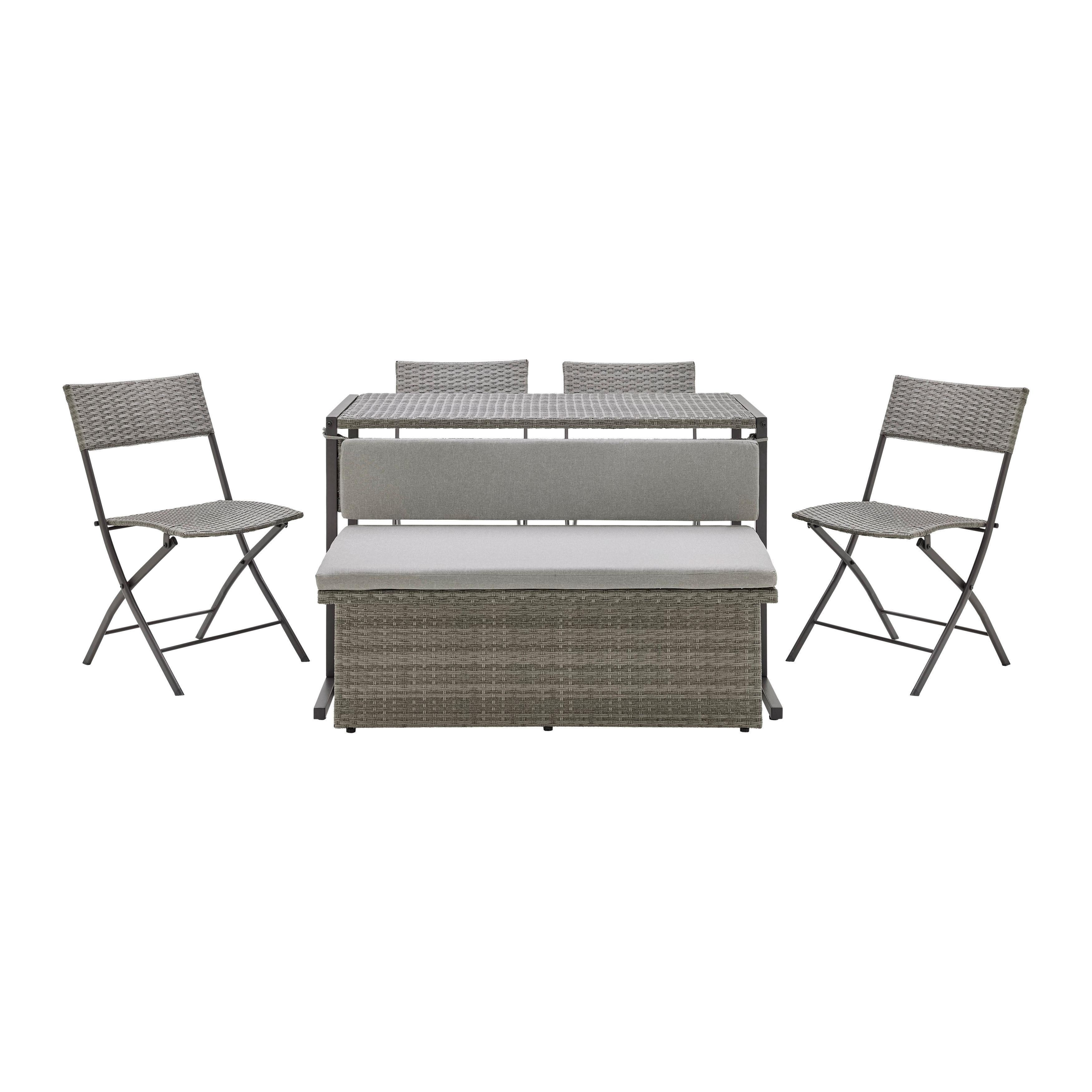 Loungeset Mario Graubraun Metall/Kunststoff Modular - Graubraun, MODERN, Kunststoff/Textil (120/75/105cm) - Bessagi Garden