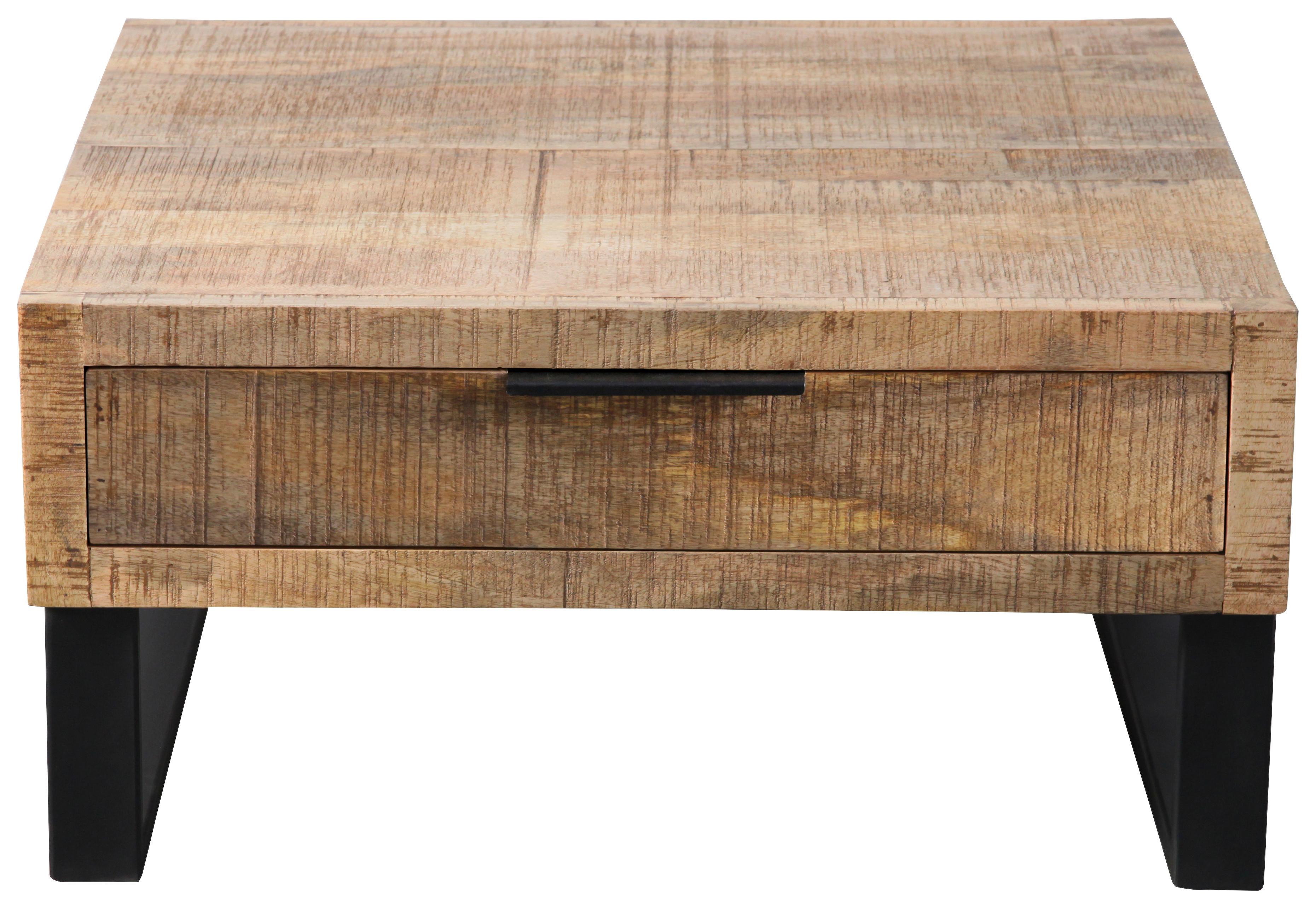SOFFBORD EVEREST -EXKLUSIV- - svart/naturfärgad, Natur, metall/trä (80/80/40cm) - Mömax