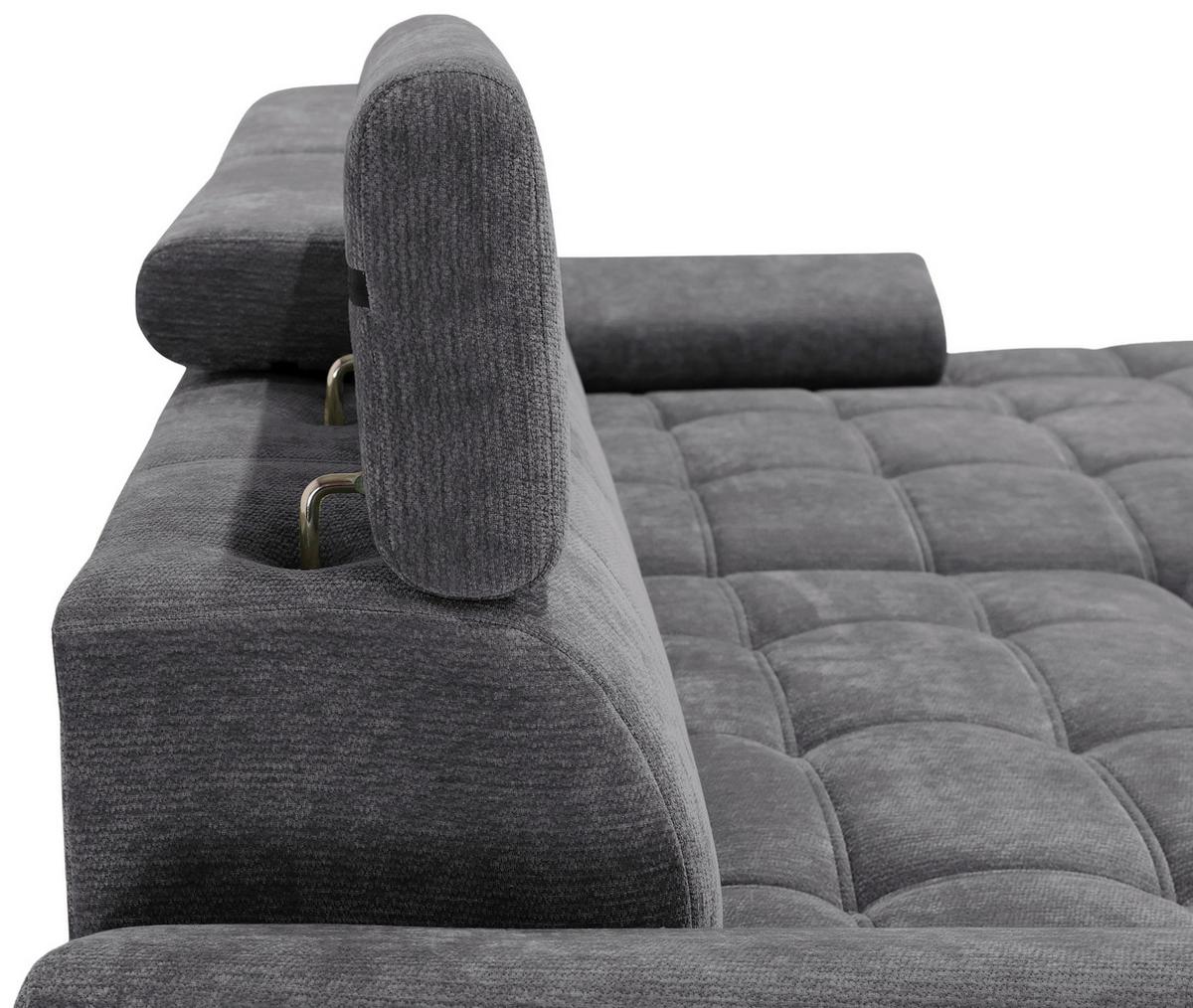 Coltar VEGAS - gri închis, Design, lemn/textil (294/173cm) - Modern Living