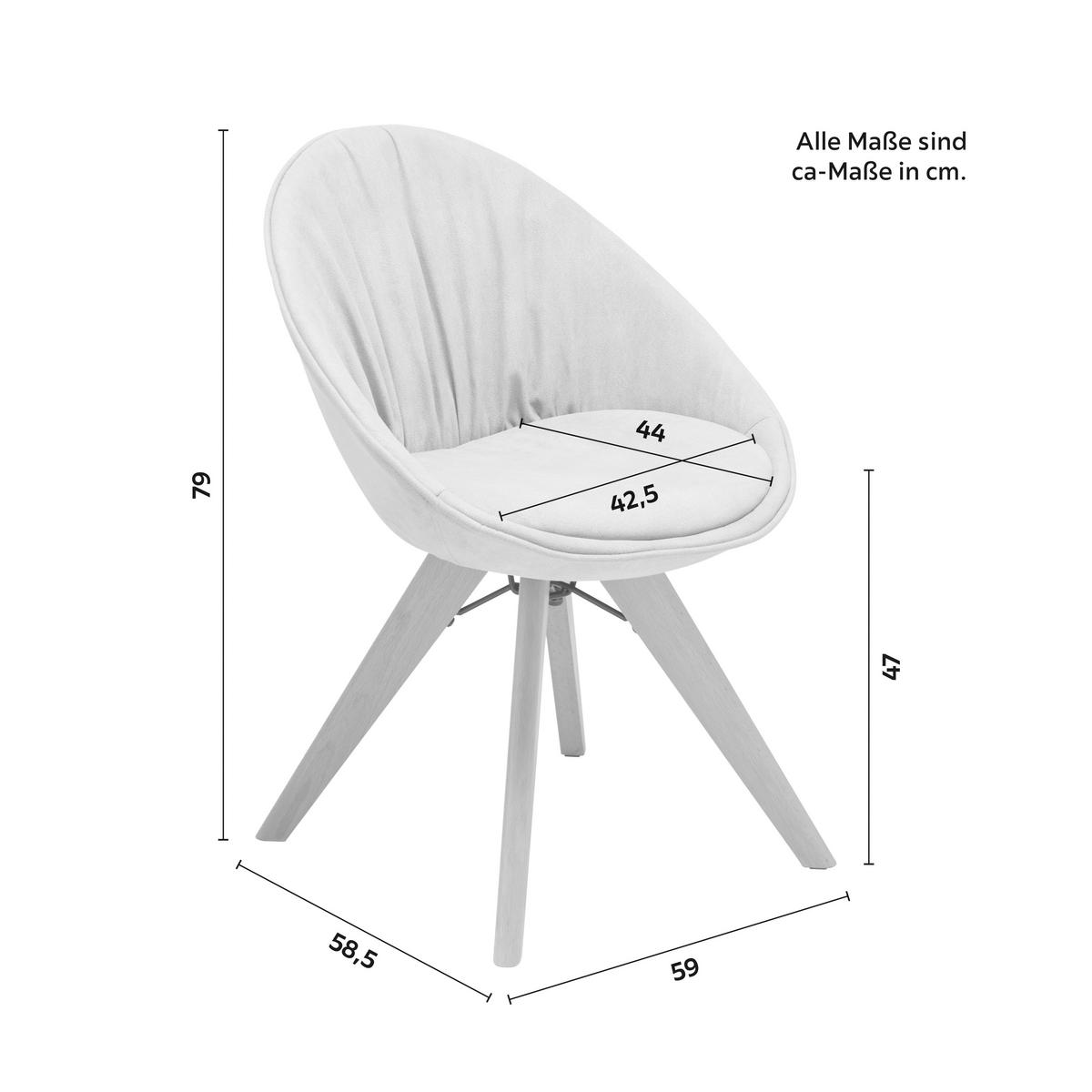 Stuhl Valera Hellgrau Mikrofaser Drehbar Gepolstert - Buchefarben/Hellgrau, MODERN, Holz/Textil (59/79/58,5cm) - Bessagi Home