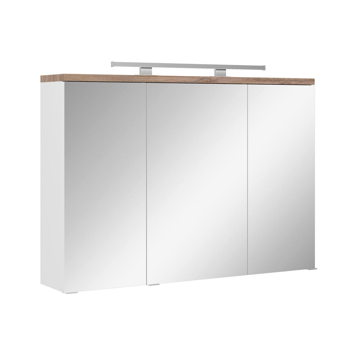 Element S Ogledalom Marbella - bijela/boje kroma, Moderno, staklo/drvni materijal (100/70/20cm) - Premium Living