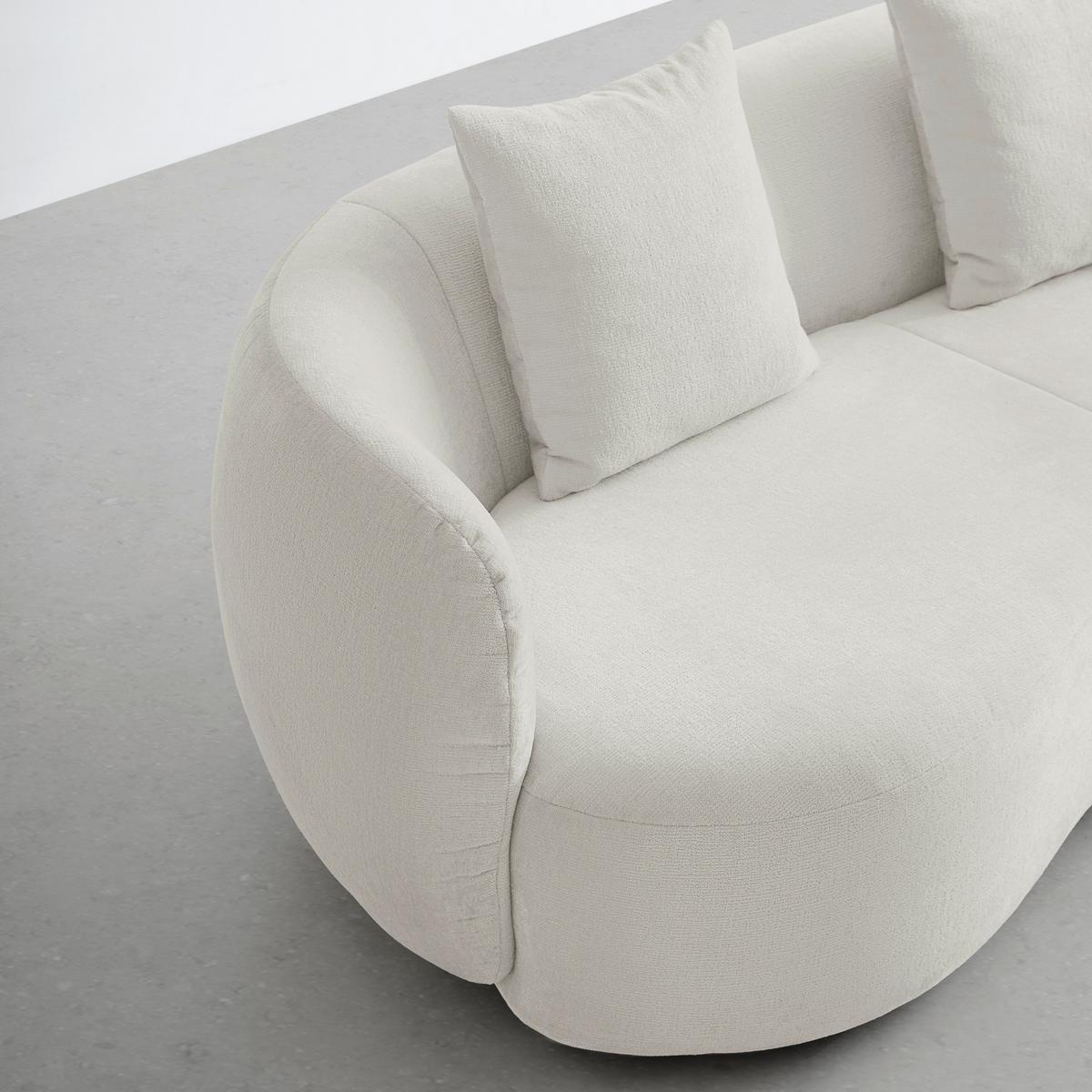 Bigsofa Leonas in Beige runde Form, inkl. 2 Kissen - Beige/Schwarz, MODERN, Kunststoff/Textil (235/72/110cm) - Premium Living