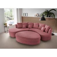 Wohnlandschaft Limoncello m. Hocker ca. 160x300 cm Koralle - Koralle/Schwarz, Design, Kunststoff/Textil (160/300cm) - Livetastic