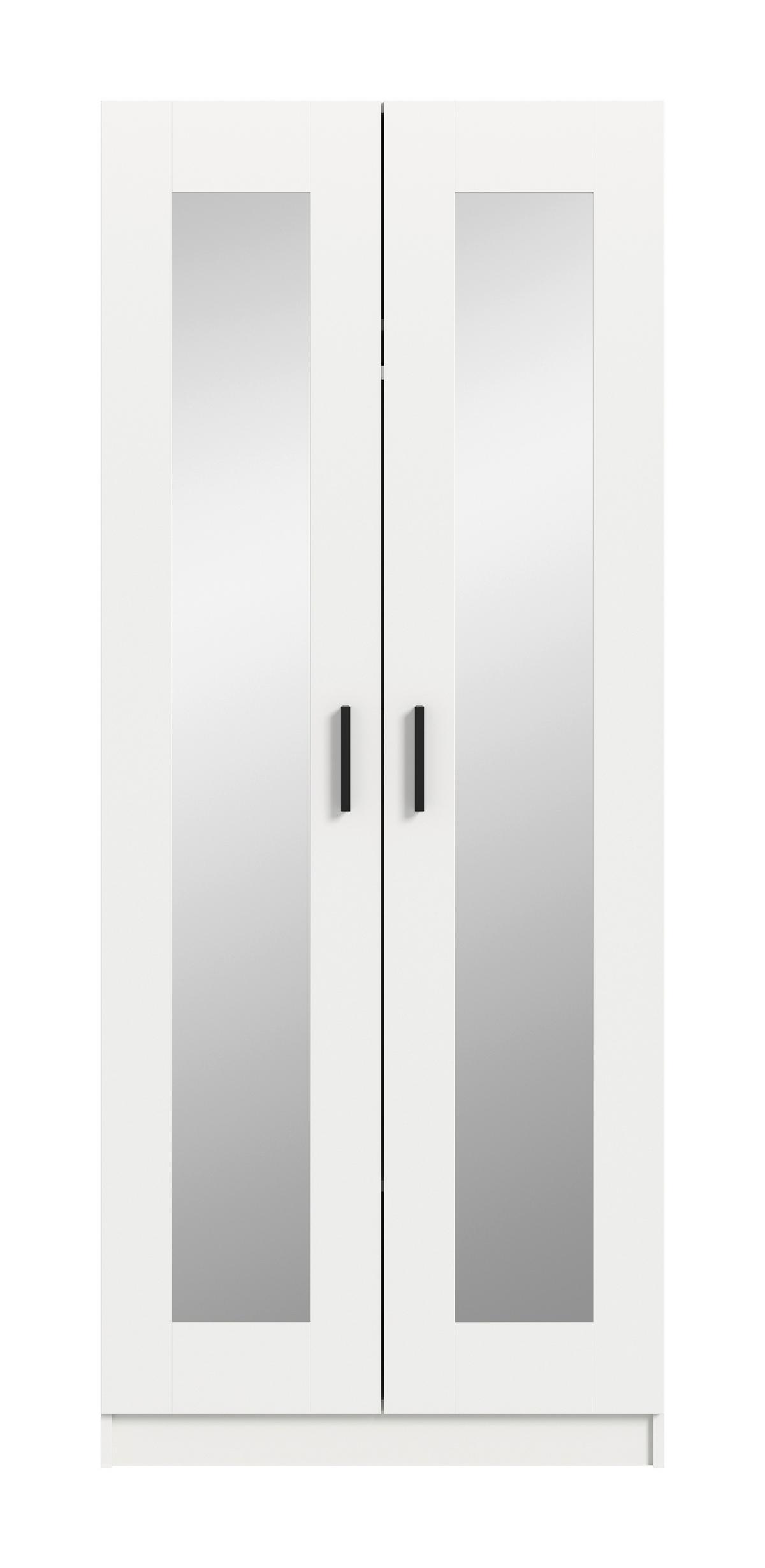 Drehtürenschrank Visby Weiß - Schwarz/Weiß, ROMANTIK / LANDHAUS, Holzwerkstoff/Kunststoff (80/195/56cm) - Livetastic