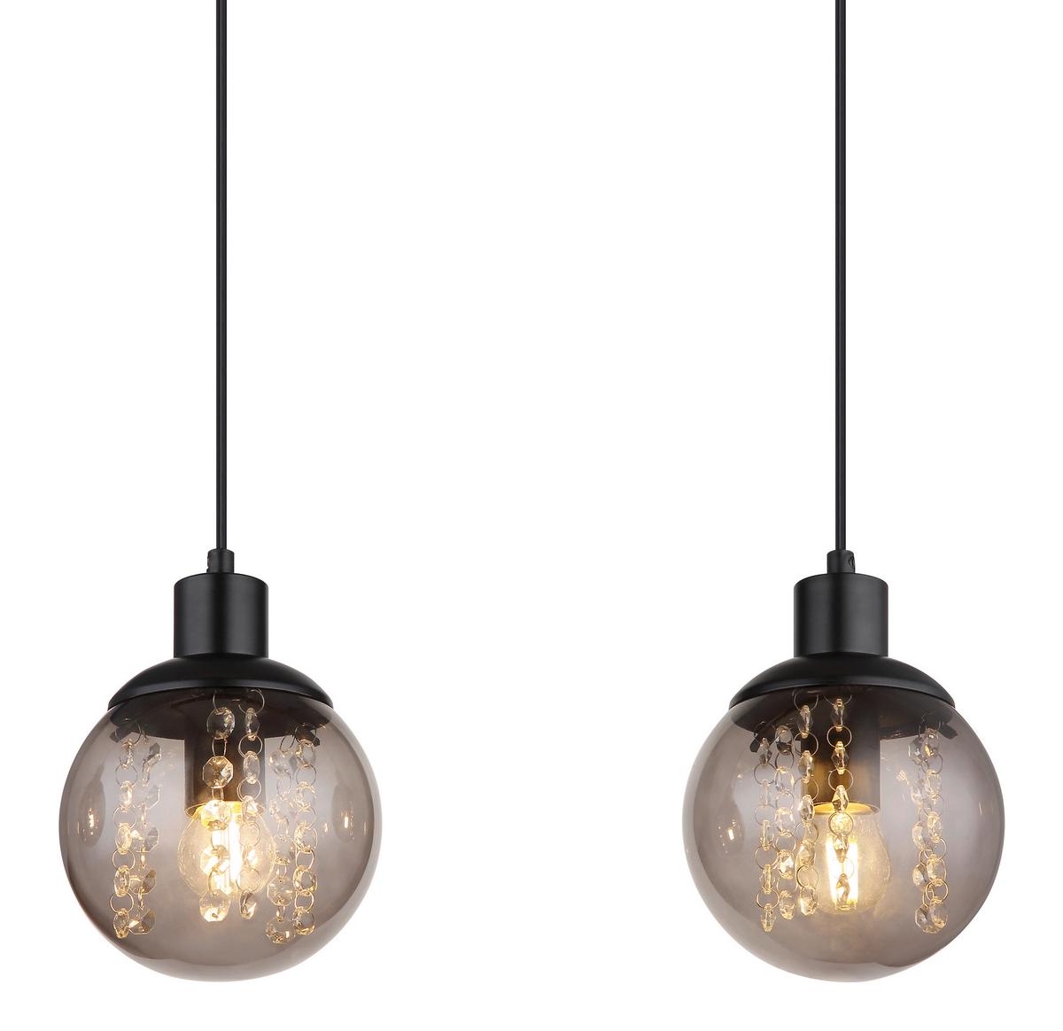 Hängeleuchte Richard Naturfarben max. 25 Watt - Klar/Schwarz, Natur, Glas/Holz (78/15/120cm) - Globo