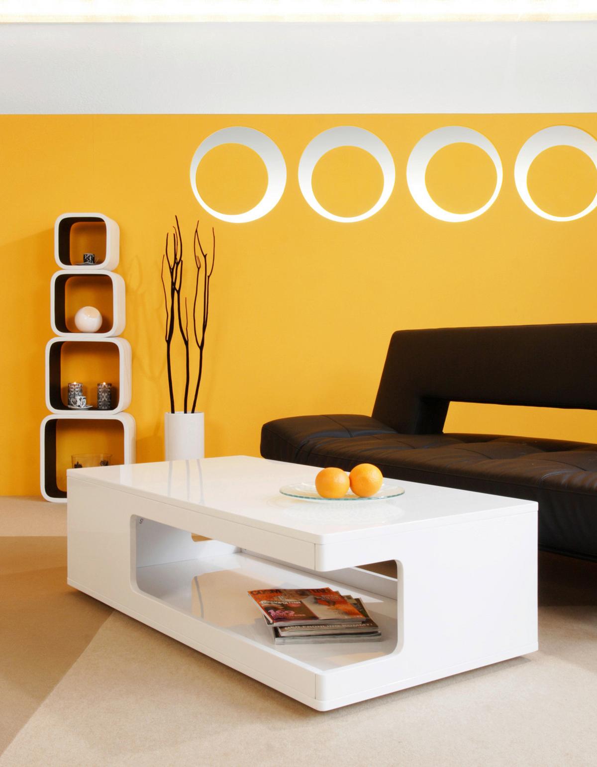 Klubska Miza Glanz, Bela - bela/visoki sijaj, Design, leseni material (120/60/35cm) - Livetastic