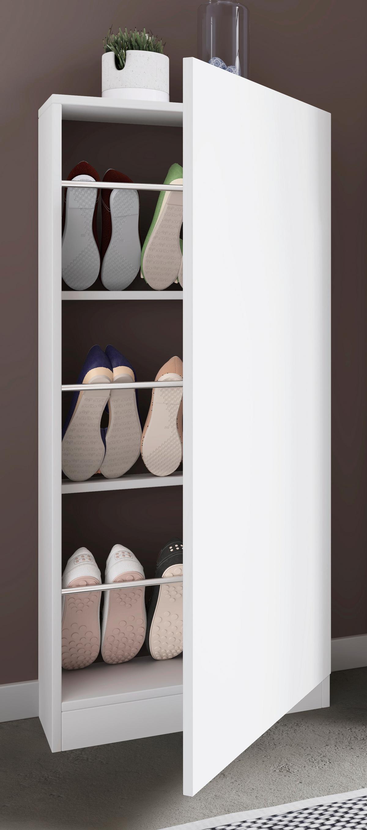 Schuhschrank FULISA Weiß ca. 50x112x17 cm - Weiß, Design, Holzwerkstoff (50/112/17cm) - MID.YOU