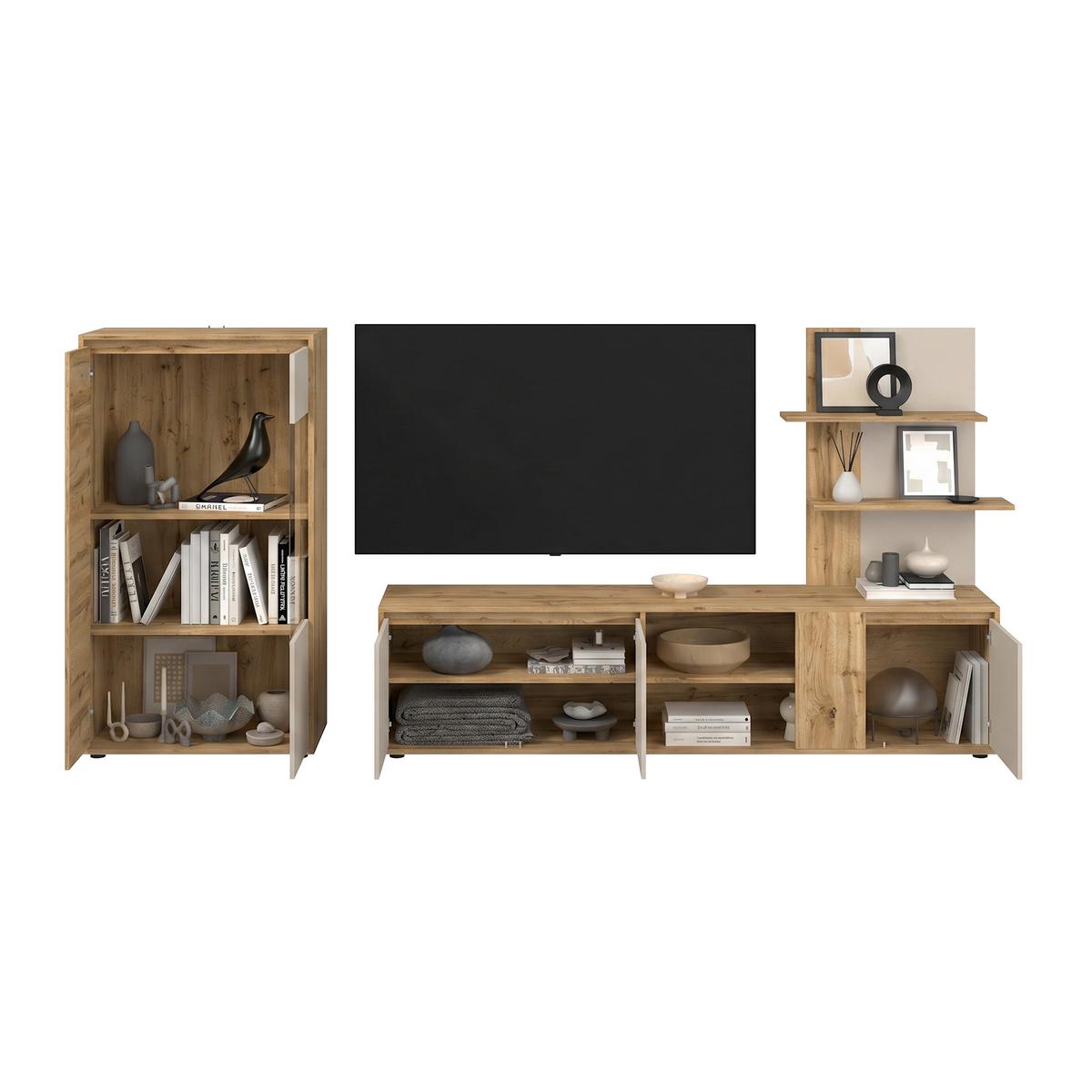 Regal Za Dnevni Boravak Caneva - kašmir/hrast Artisan, Moderno, staklo/drvni materijal (267,5/135/40cm) - Modern Living