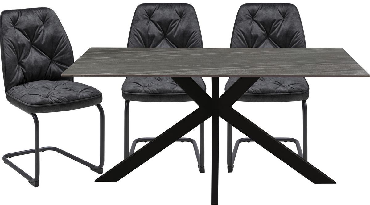 Étkezőasztal Jonas - fekete/szürke, Modern, fém/kerámia (160/76/90cm) - Mömax