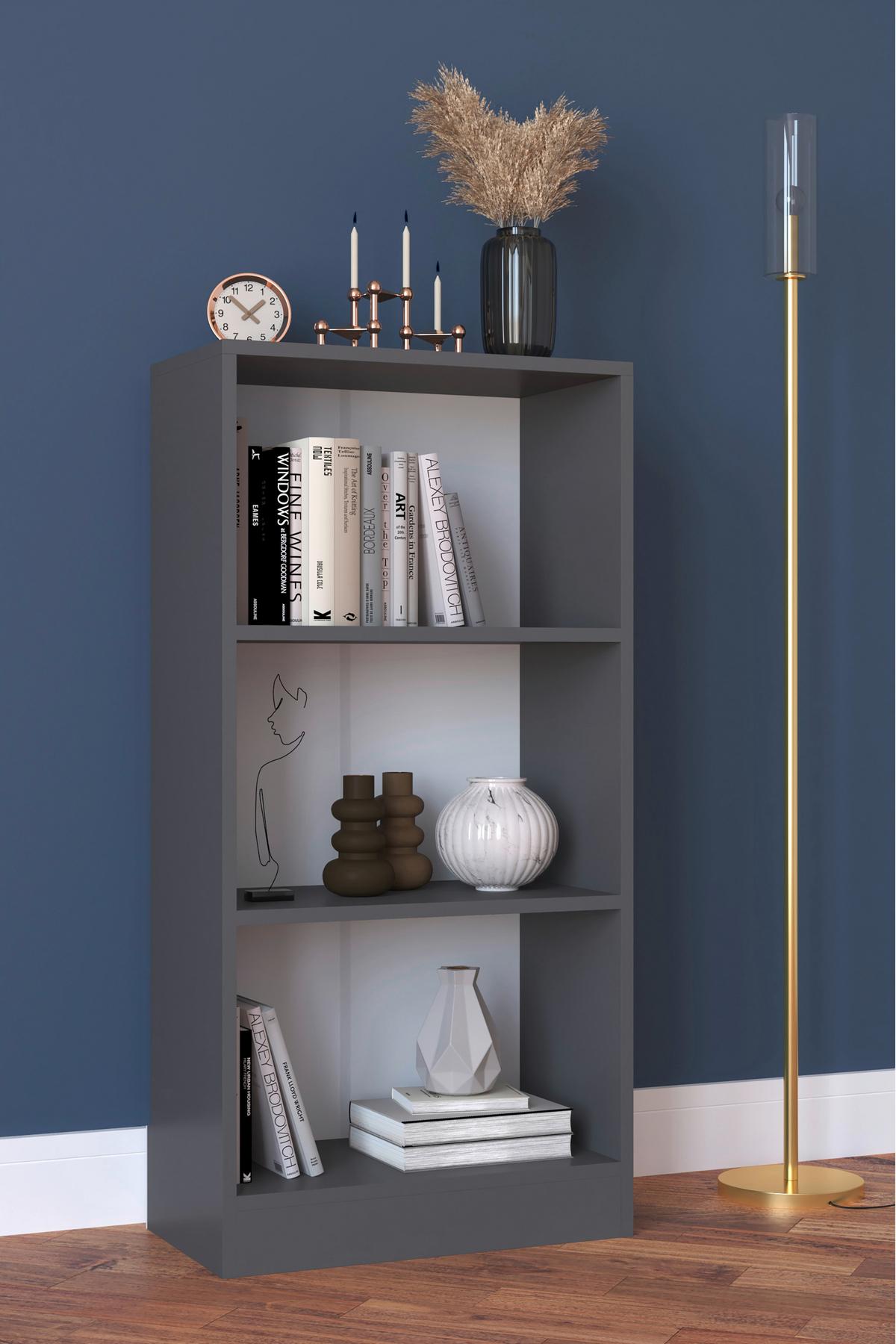 Regal Dilos, Siva - antracit, Moderno, leseni material (56/114/30cm) - MID.YOU