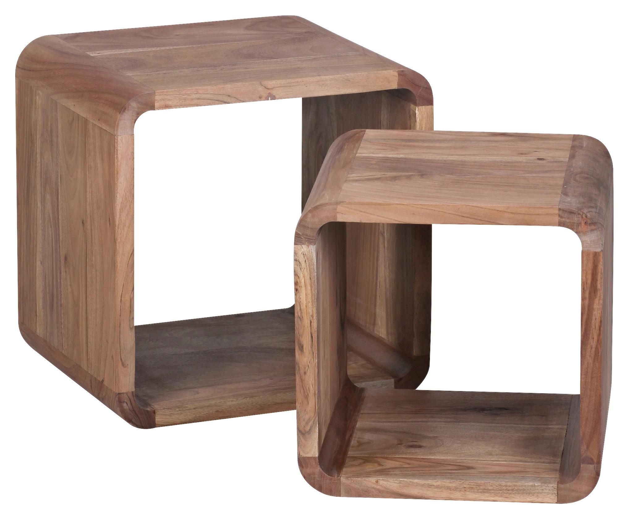 Satztisch Boha 2er Set Akazie - Akaziefarben, Design, Holz (36/43/43cm) - MID.YOU