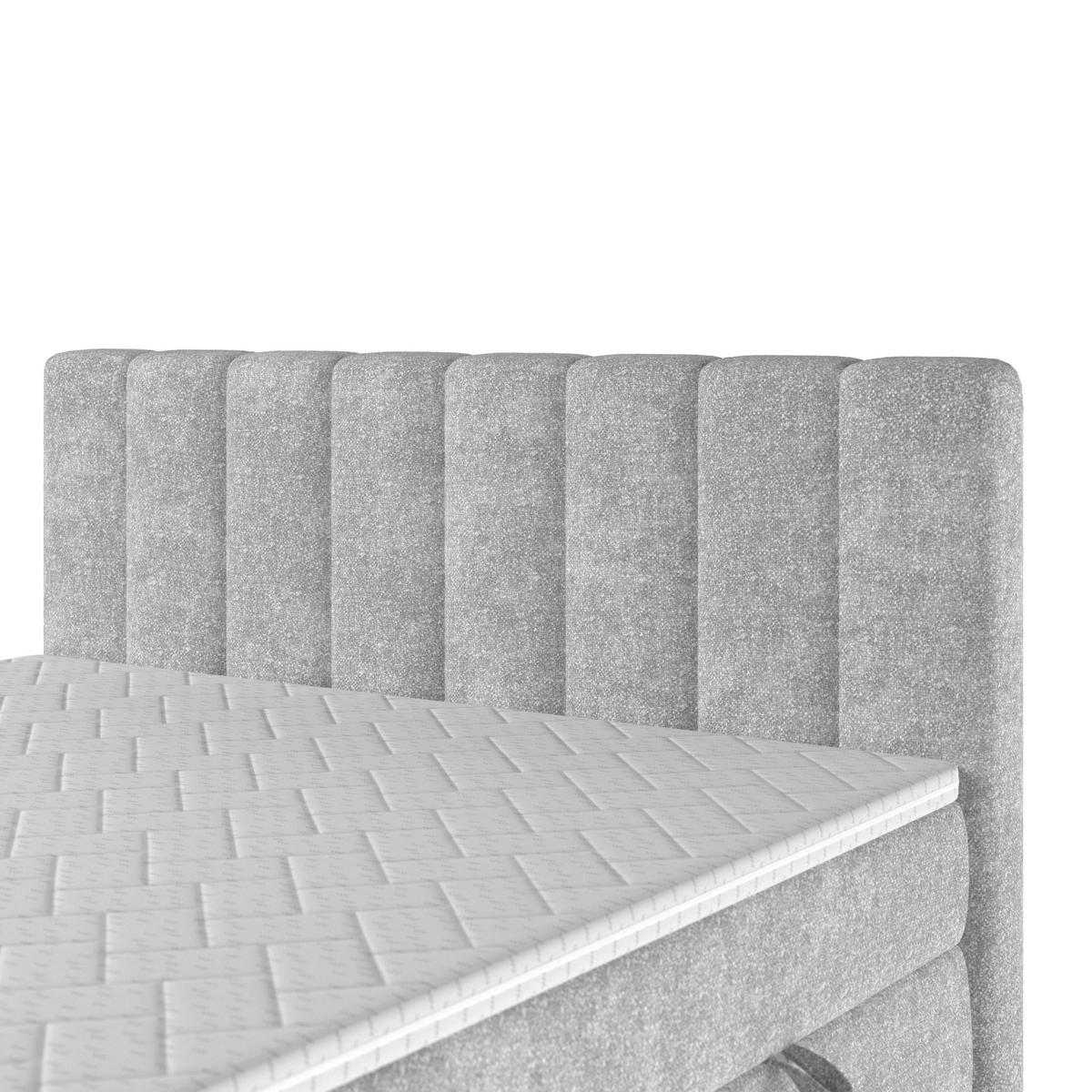 Boxbett Mala ca. 180x200 cm Hellgrau mit Topper - Hellgrau/Schwarz, MODERN, Holz/Holzwerkstoff (180/200cm) - Bessagi Home