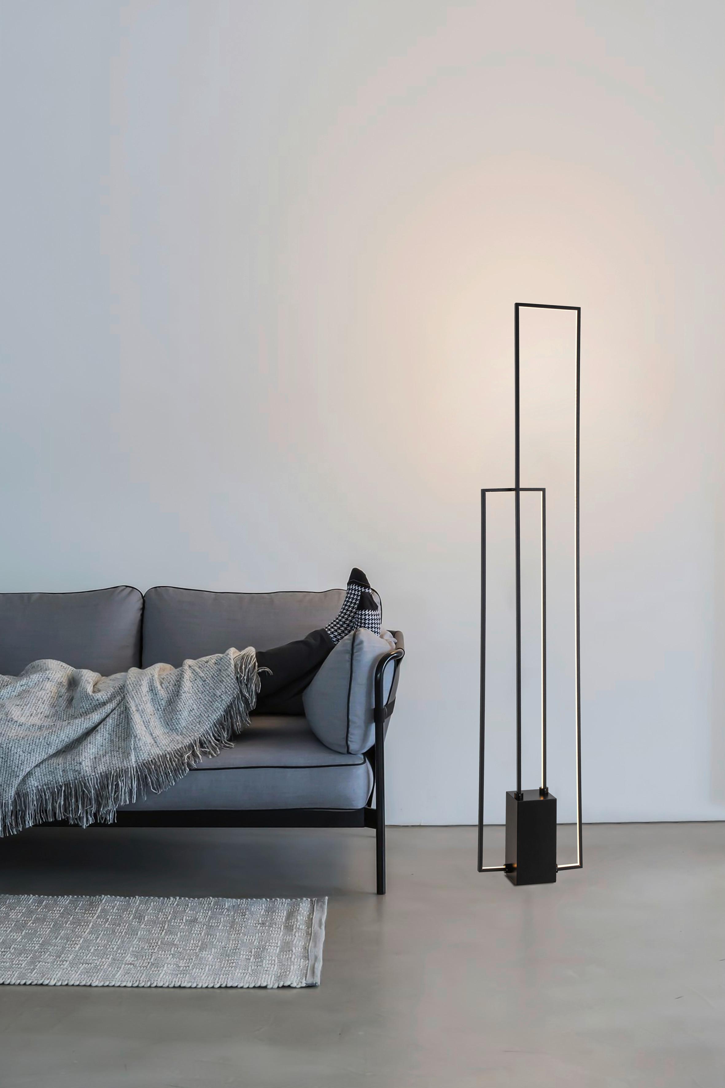 LED Állólámpa Aveline - Fekete, modern, Műanyag/Fém (24/10/138cm) - Premium Living