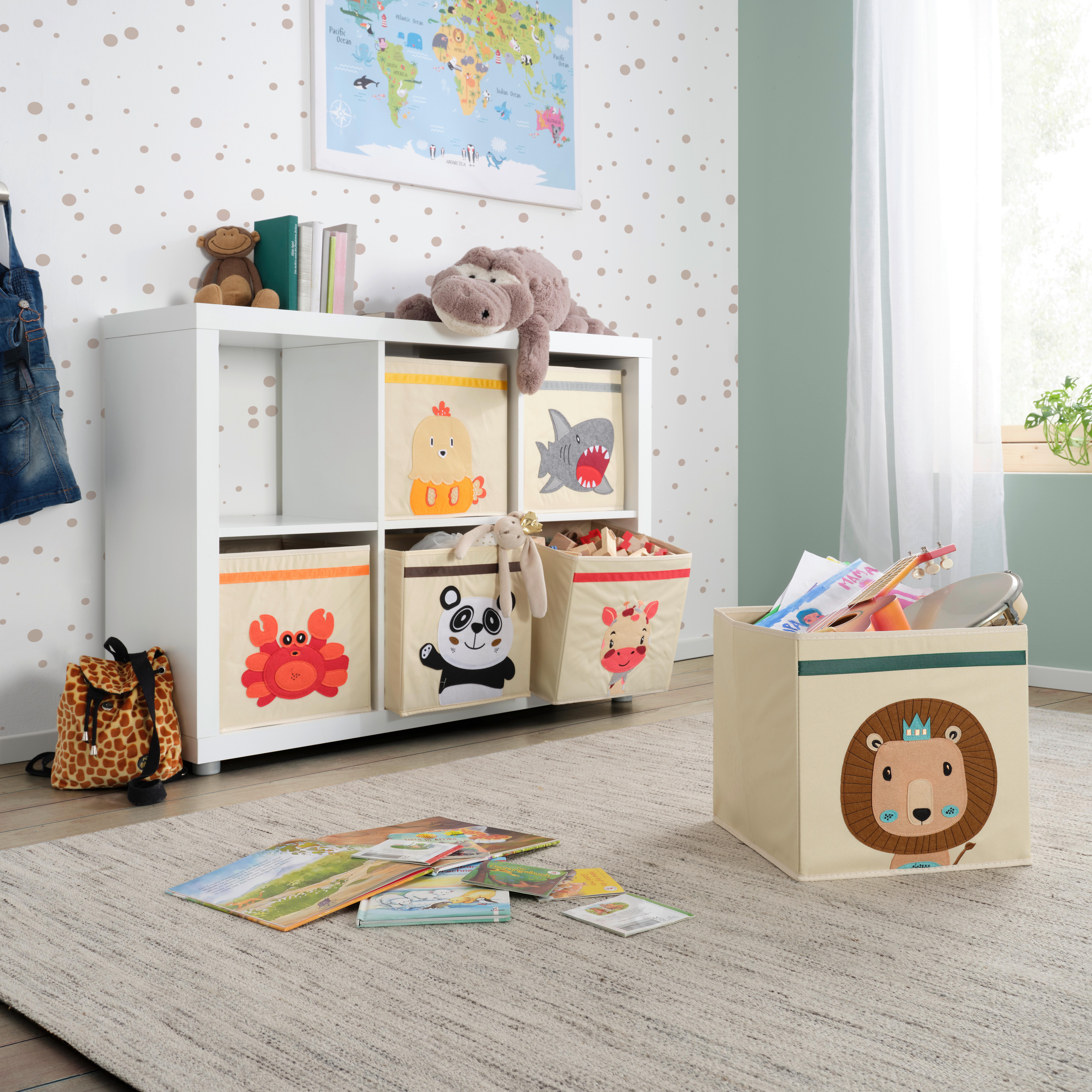 Faltbox Peter ca. 34l - Rot/Creme, Karton/Textil (33/32/33cm) - Mömax