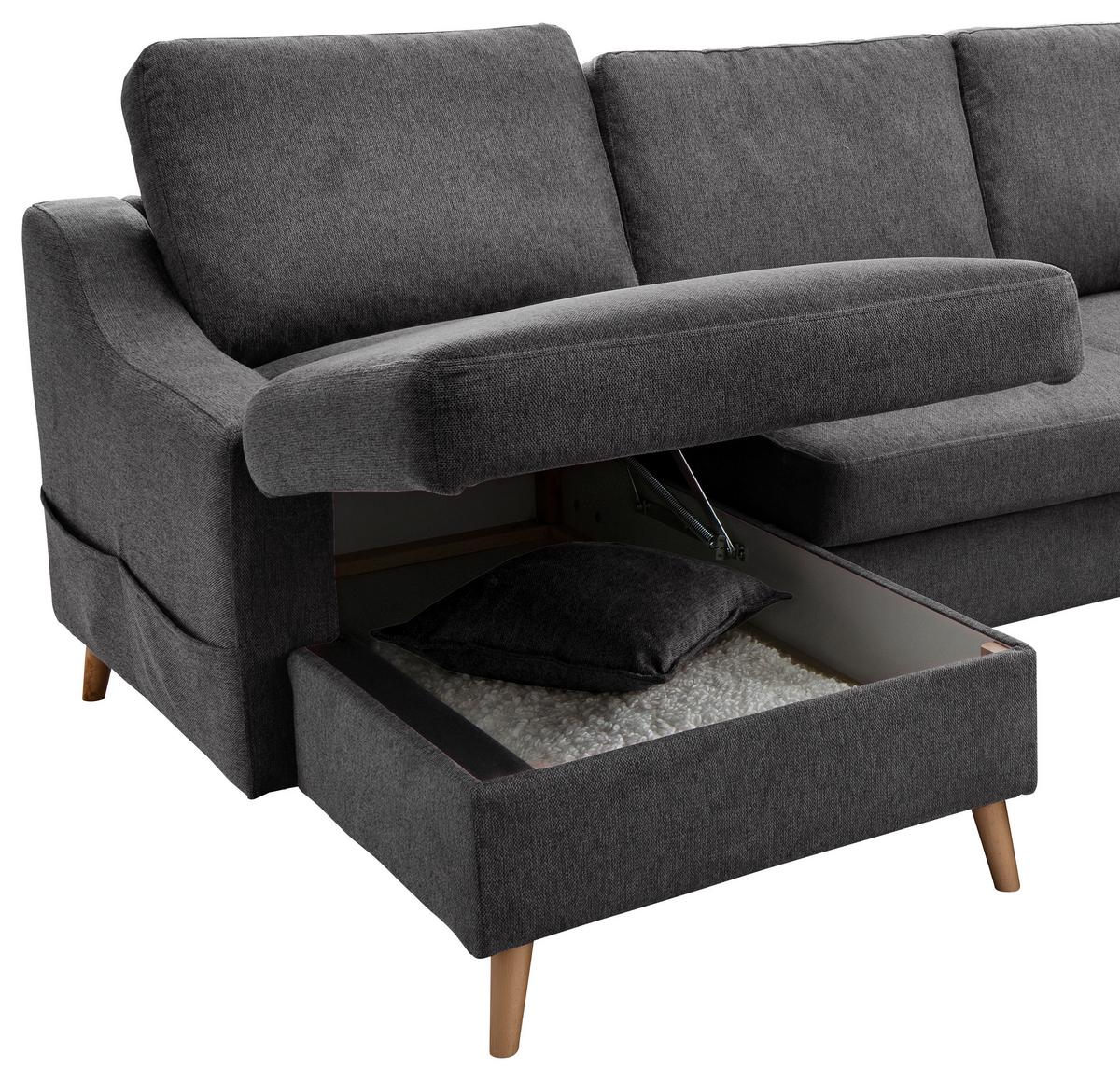 Wohnlandschaft Valentina Anthrazit Struktur - Anthrazit/Naturfarben, KONVENTIONELL, Holz/Textil (150/301/200cm) - P & B