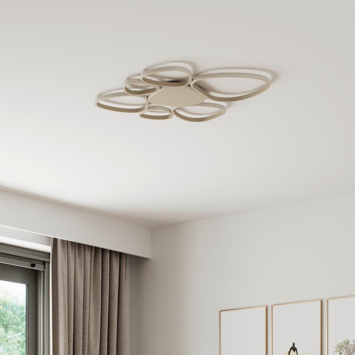 LAMPA SUFITOWA LED ACRUX *SBN* - kolor piaskowy, Design, tworzywo sztuczne/metal (89,5/79/4cm) - Novel