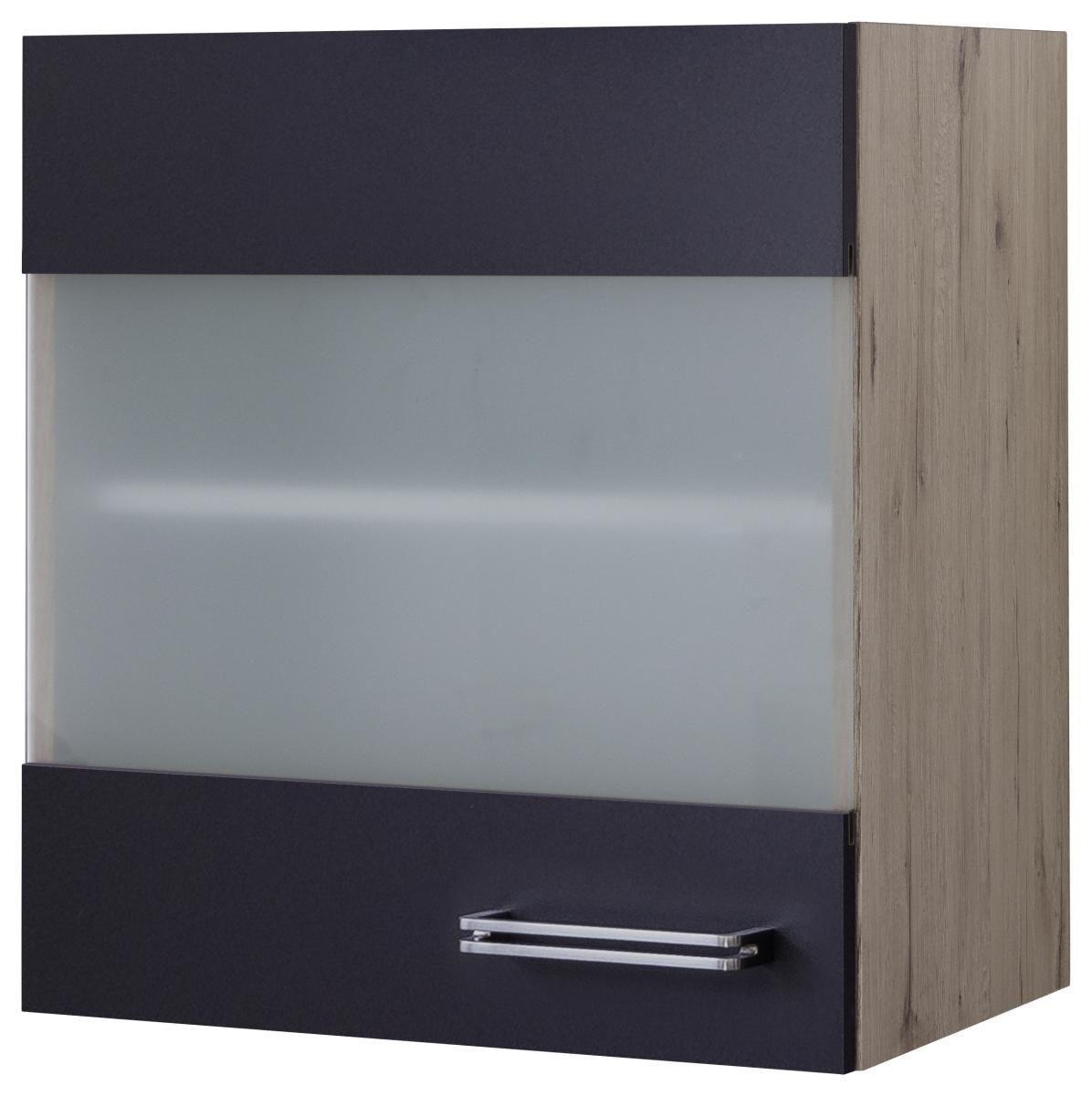 Küchenoberschrank Anthrazit/Eiche - Edelstahlfarben/Eichefarben, MODERN, Holzwerkstoff/Metall (50/54/32cm) - FlexWell