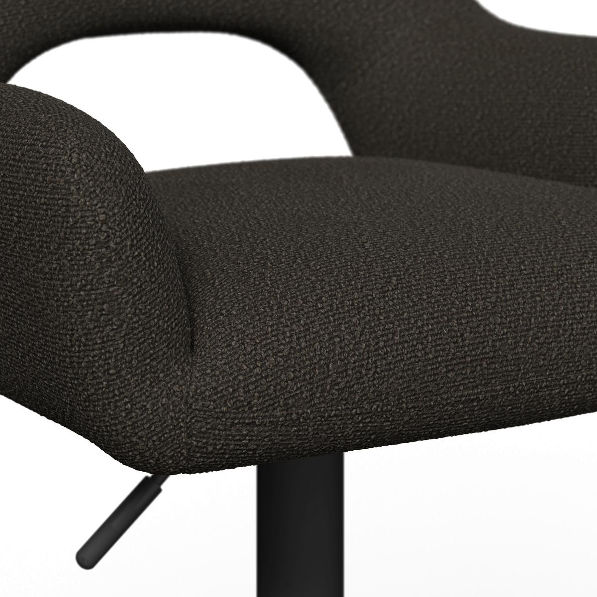 Barhocker Tami Dunkelbraun Struktur Gepolstert - Dunkelbraun/Schwarz, MODERN, Holz/Textil (46/82-102/51cm) - Bessagi Home