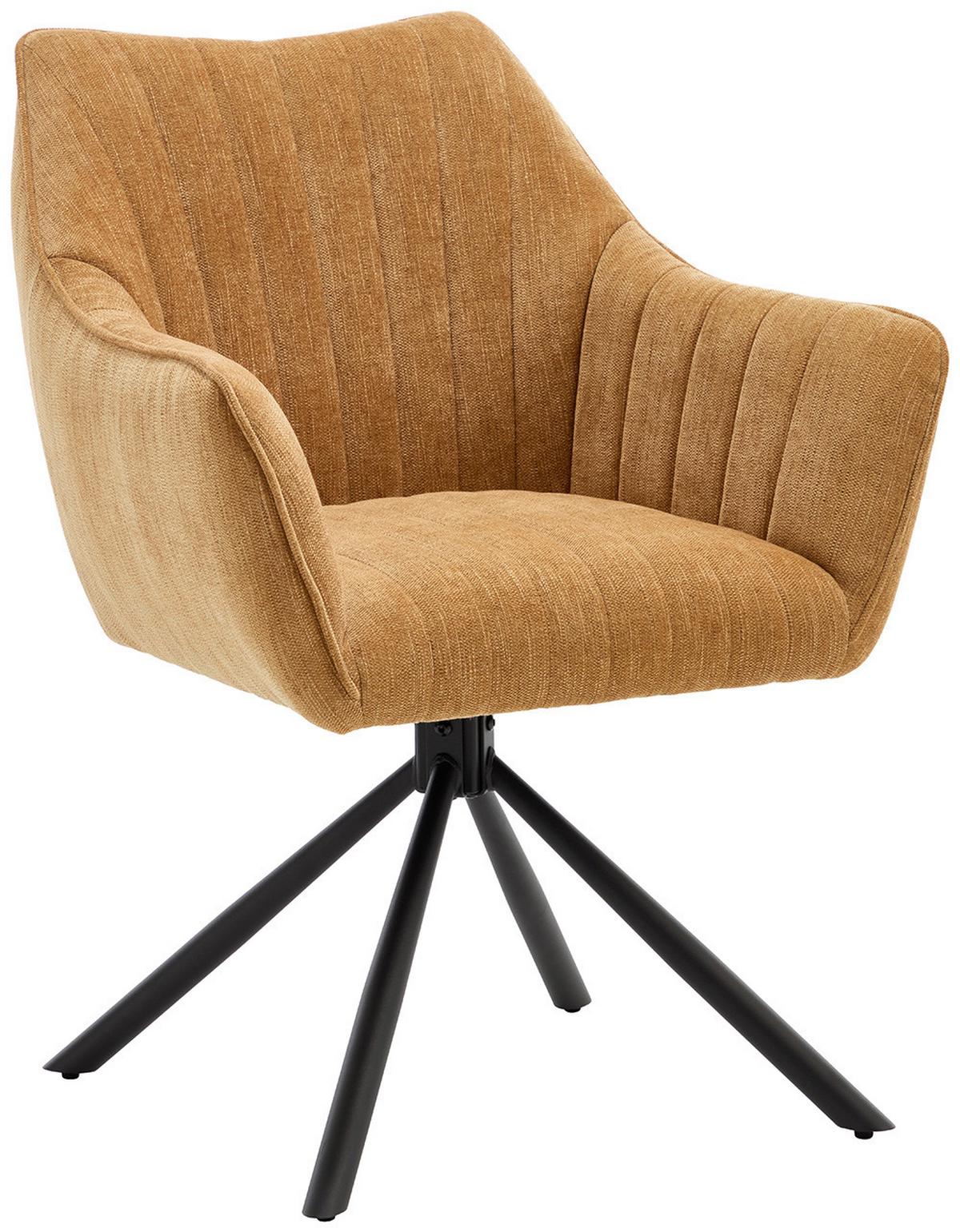 Armlehnstuhl Trient Senfgelb - Currygelb/Senfgelb, MODERN, Textil/Metall (63/88/62cm) - Premium Living