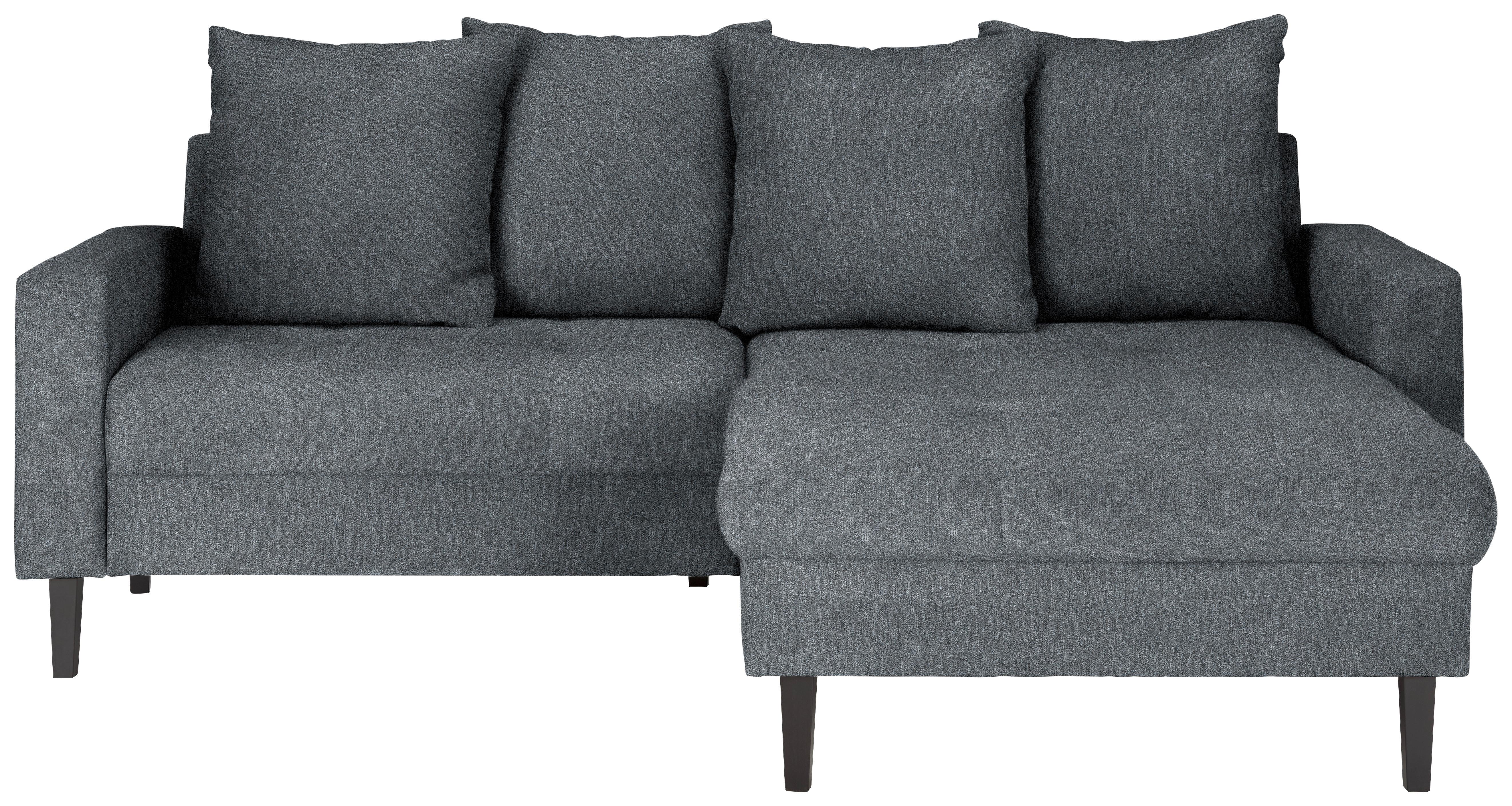 Ecksofa Boston Blaugrau - Blaugrau/Schwarz, KONVENTIONELL, Holz/Textil (215/92/160cm) - Based