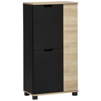 Srednje Visoka Omara Emmik, Črna, Barva Hrasta - črna/barve hrasta, Moderno, umetna masa/leseni material (59,8/116,9/32,6cm) - Stylife
