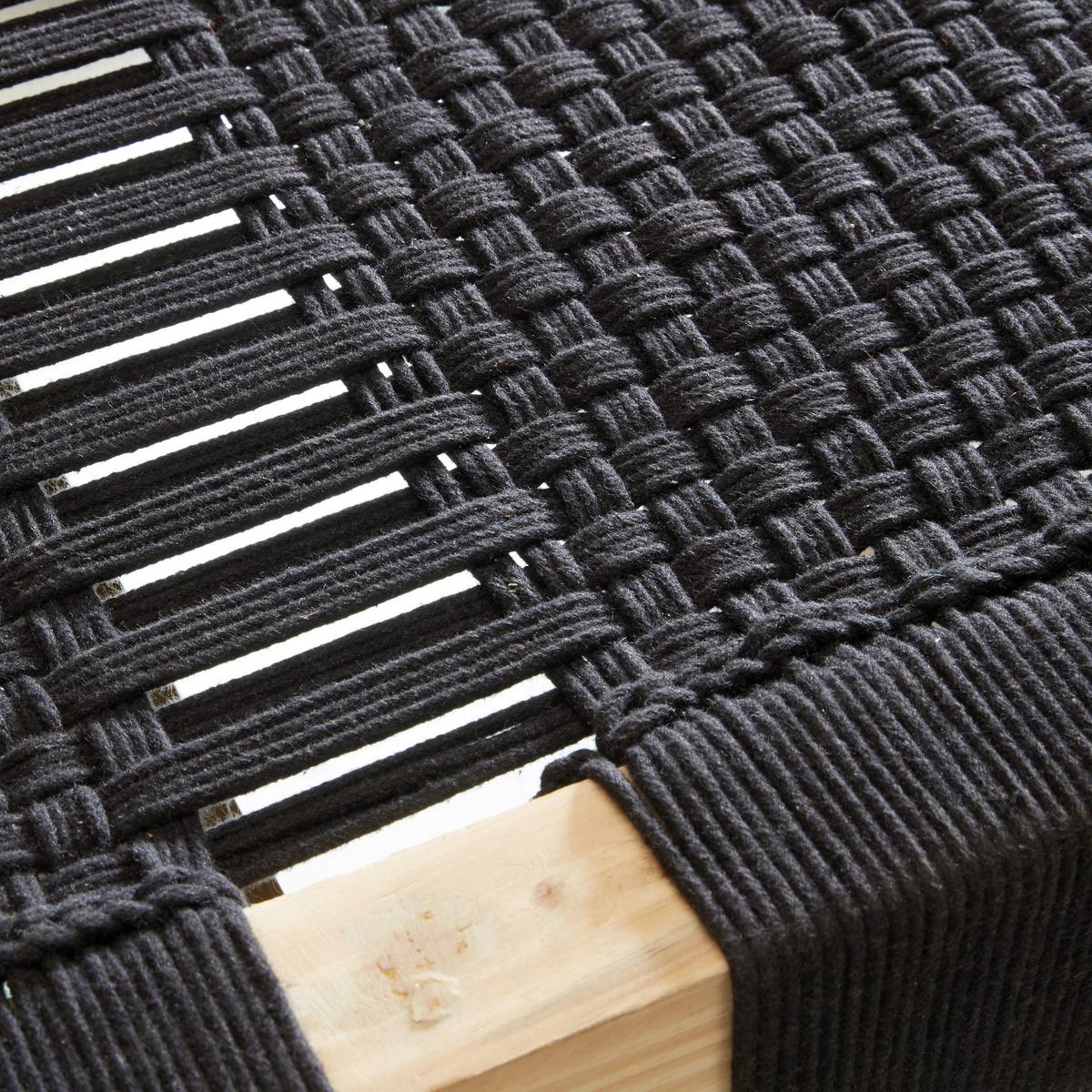 Hocker in Schwarz - Schwarz/Kieferfarben, Modern, Holz/Textil (45/45/55cm) - Premium Living