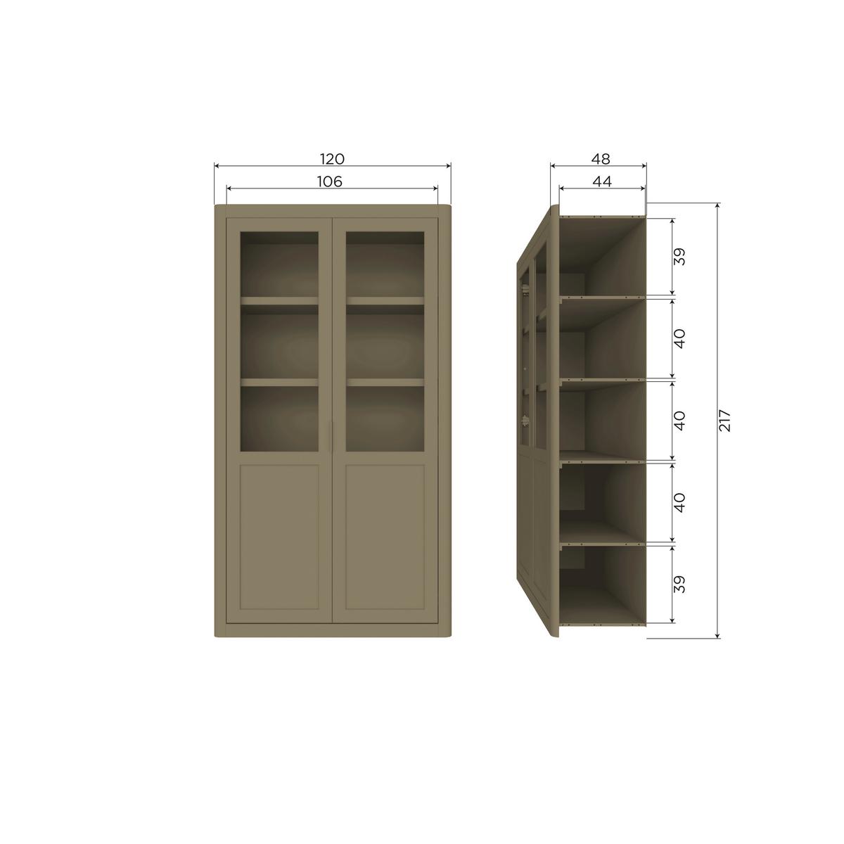 Vitrine Gunnar Schlammfarben B: 120 cm - Schlammfarben/Schwarz, Design, Holz/Metall (120/217/48cm) - Livetastic