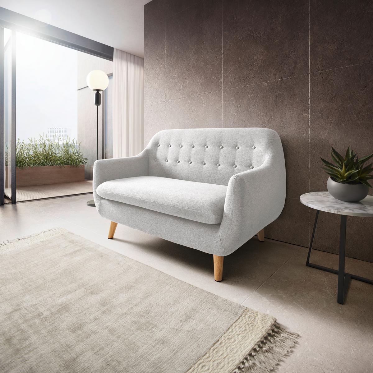 Sofa Dilly Hellgrau Leinenoptik - Hellgrau, MODERN, Holz/Textil (130/85/78cm) - Bessagi Home