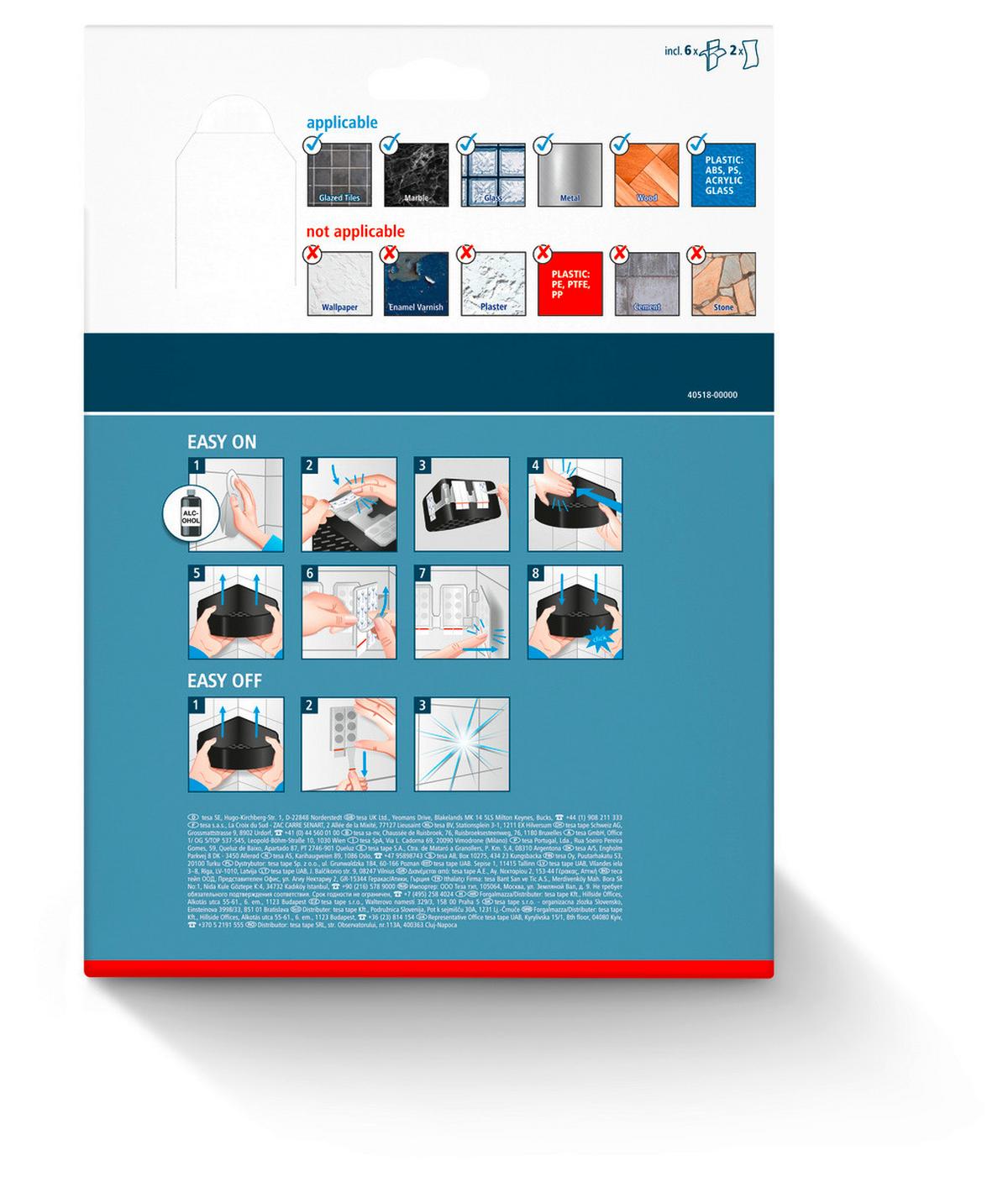 KOSZYK PRYSZNICOWY LAVAA - czarny, Basics, tworzywo sztuczne (20/12/20cm) - Tesa