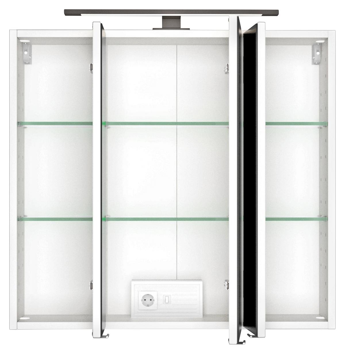 Spiegelschrank Luzern 3-türig ca. 70x64 cm Weiß - Chromfarben, KONVENTIONELL, Glas/Holzwerkstoff (70/64/20cm) - Held
