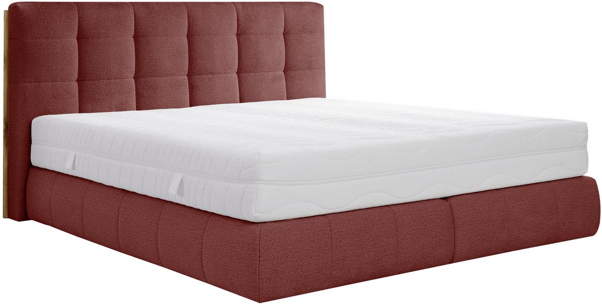 Boxspringbett Lavenito Rot ca. 200x200cm - Rot/Schwarz, KONVENTIONELL, Textil (200/200cm) - Premium Living
