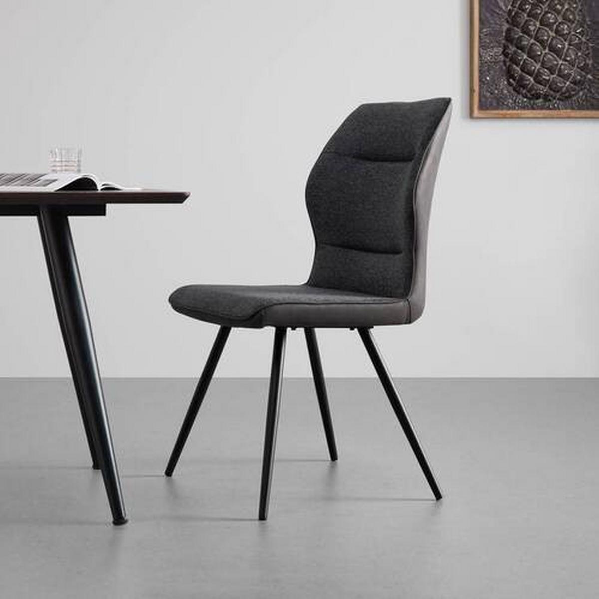 KRZESŁO EVA - ciemnoszary/czarny, Modern, metal/drewno (49/91/59cm) - Bessagi Home