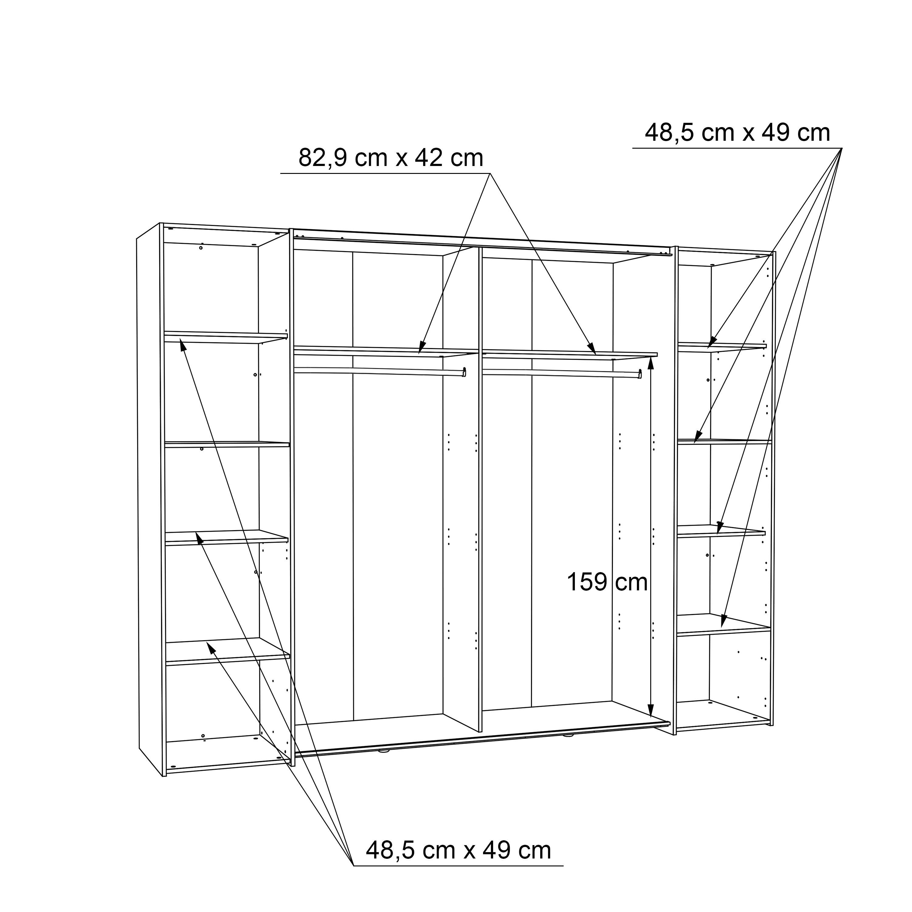 Ormar Za Odjeću Narago - bijela/hrast Sonoma, Konventionell, drvni materijal/metal (270,3/210/61,2cm) - Modern Living