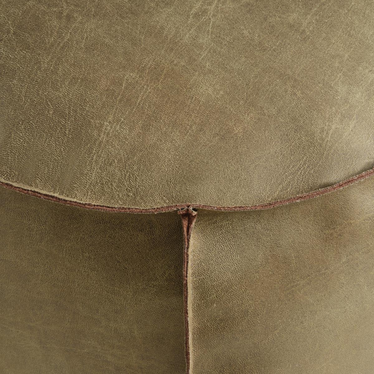 Hocker Falun II Grün in Lederlook ⌀ ca. 60cm - Grün, Modern, Textil (60/36cm) - Mömax