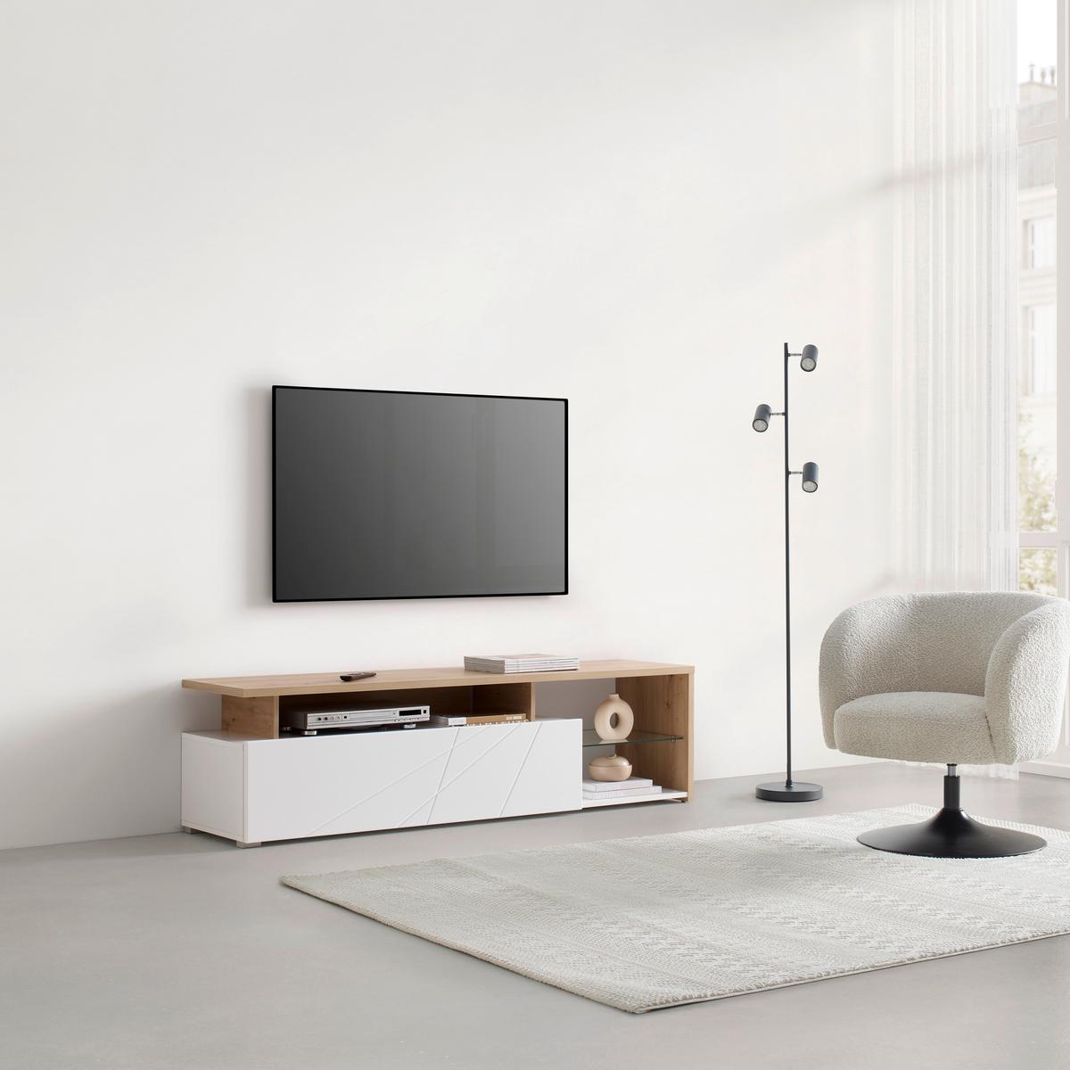 Lowboard Arctic Weiß/Eiche Artisan - Weiss/Eiche Artisan, Modern, Holzwerkstoff (170/47/42cm) - Mömax