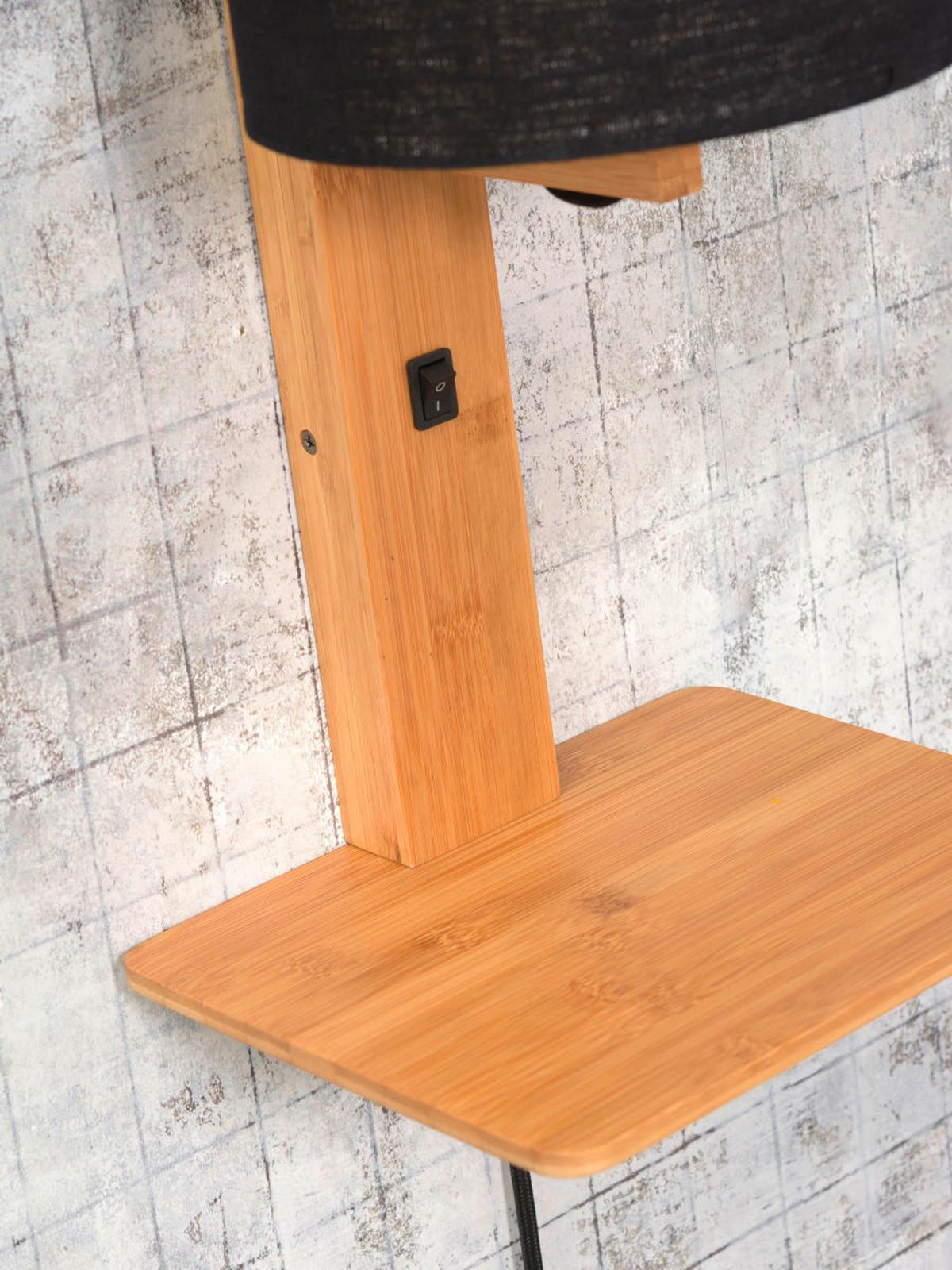 Stenska Svetilka Andes, Črna, Bambus - črna/naravne barve, Trend, tekstil/les (19/24/36cm) - Good & Mojo