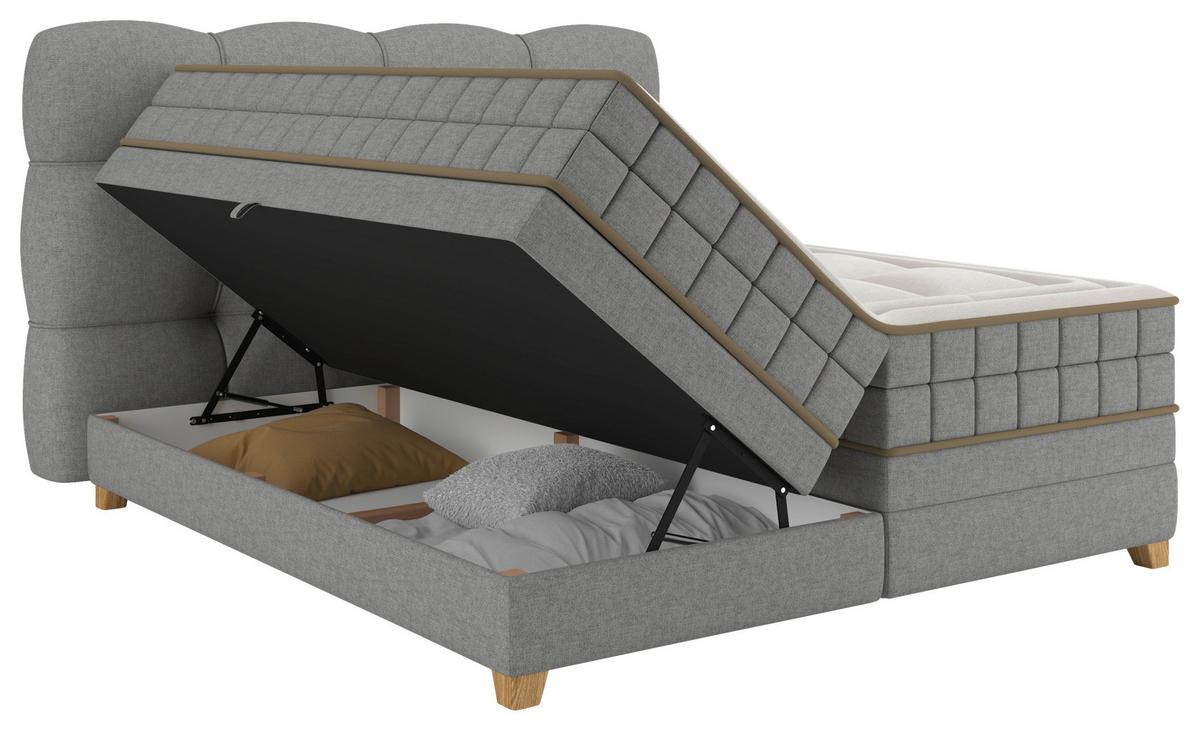 Boxspringbett Bianco Anthrazit ca. 180x200cm - Grau, KONVENTIONELL, Holz/Holzwerkstoff (180/200cm) - Premium Living