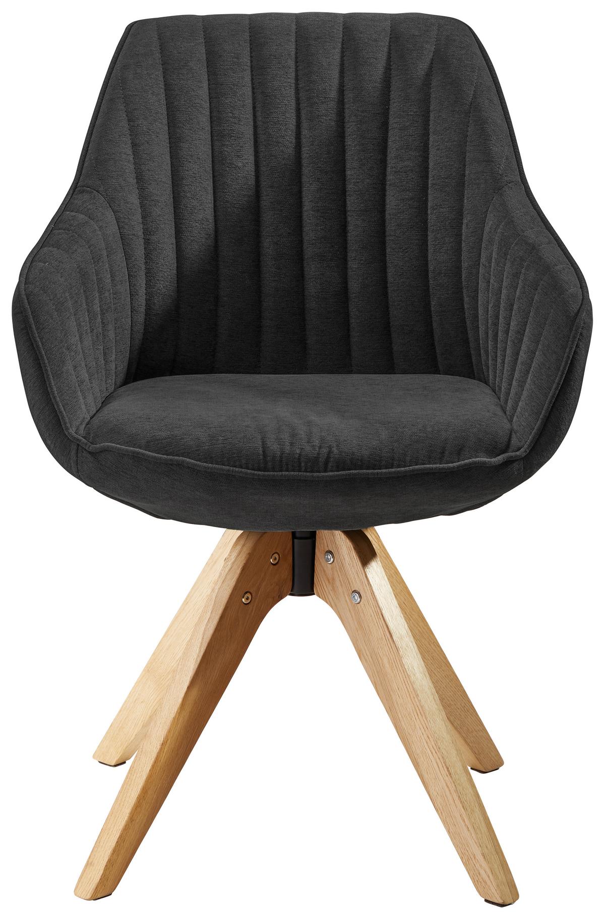 KRZESŁO Z PODŁOKIETNIKAMI CHILL    -HOM IN- - antracytowy/kolor naturalny, Lifestyle, tkanina/drewno (60/83/65cm) - Hom`in