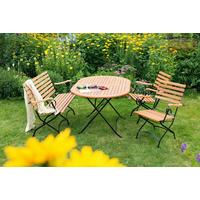 Gartentischgruppe Schlossgarten 5-tlg. Natur - Schwarz/Naturfarben, ROMANTIK / LANDHAUS, Holz/Metall (140/75/90cm) - Gardenson
