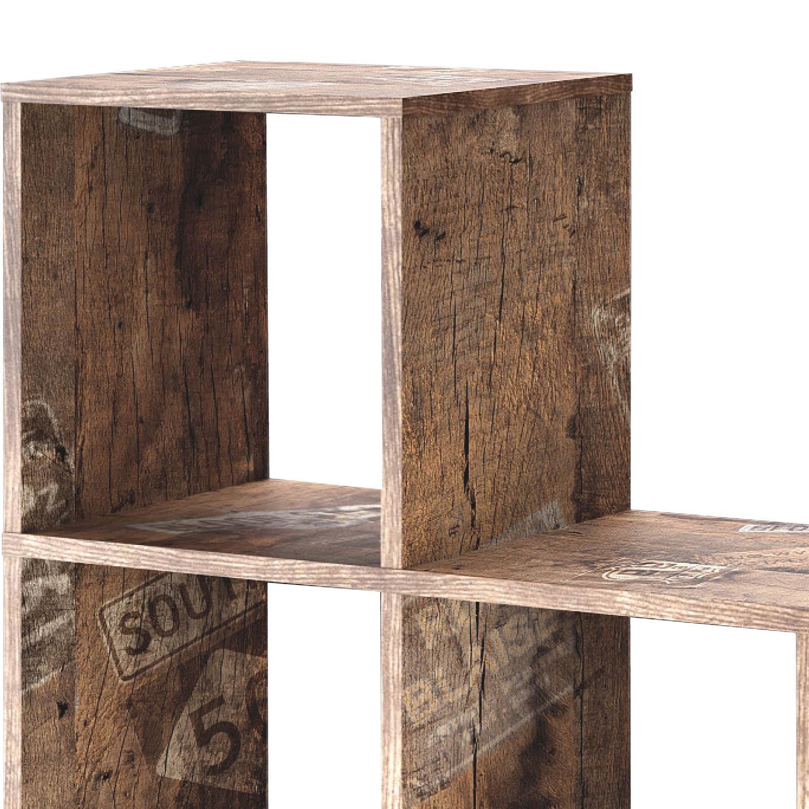 Regal "Pisa" , eiche - Eichefarben/Schwarz, Basics, Holzwerkstoff/Kunststoff (104,3/106,3/33cm) - MID.YOU