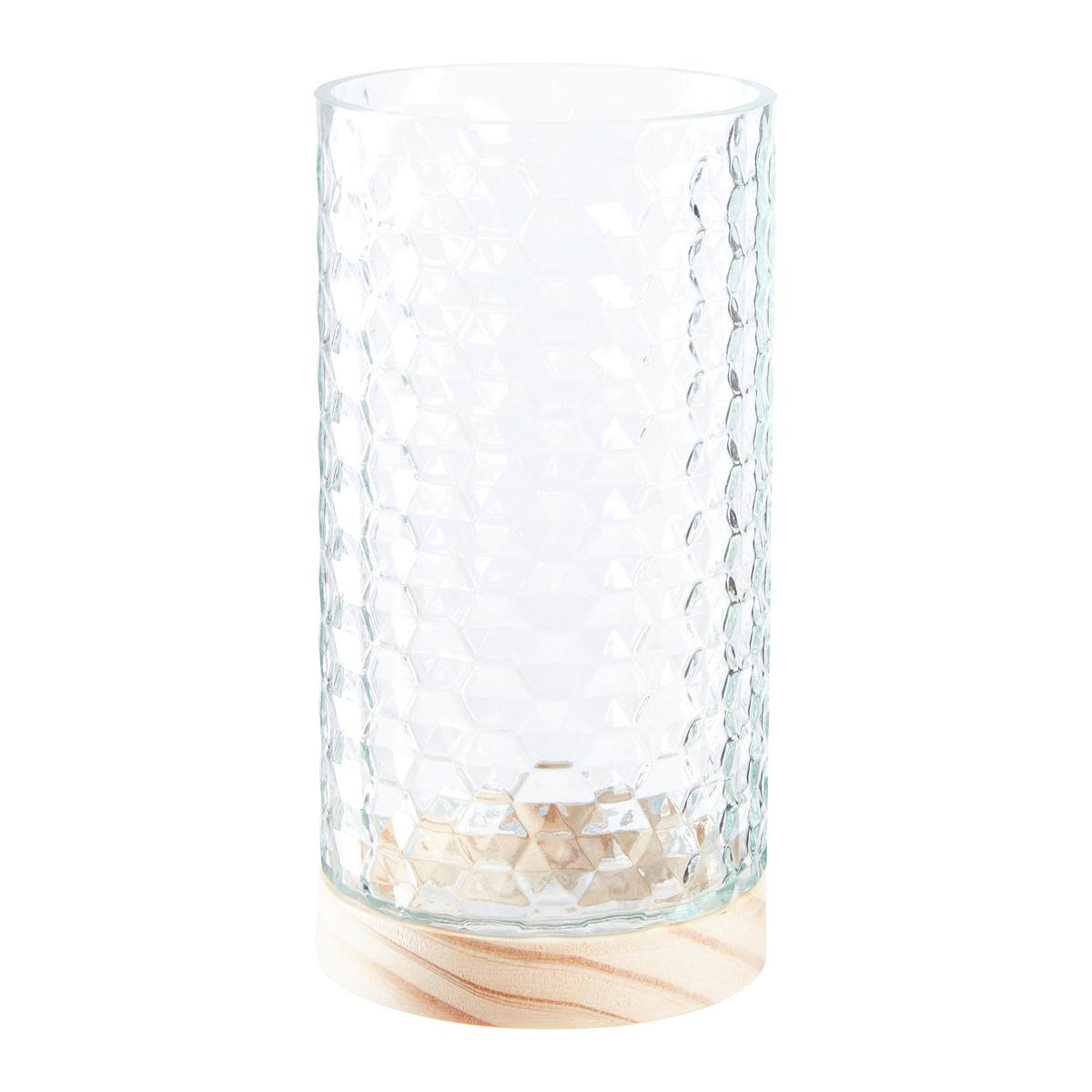 Vase Lilly diverse Farben - Klar/Pink, Konventionell, Glas/Holz (10/19,5cm) - Modern Living