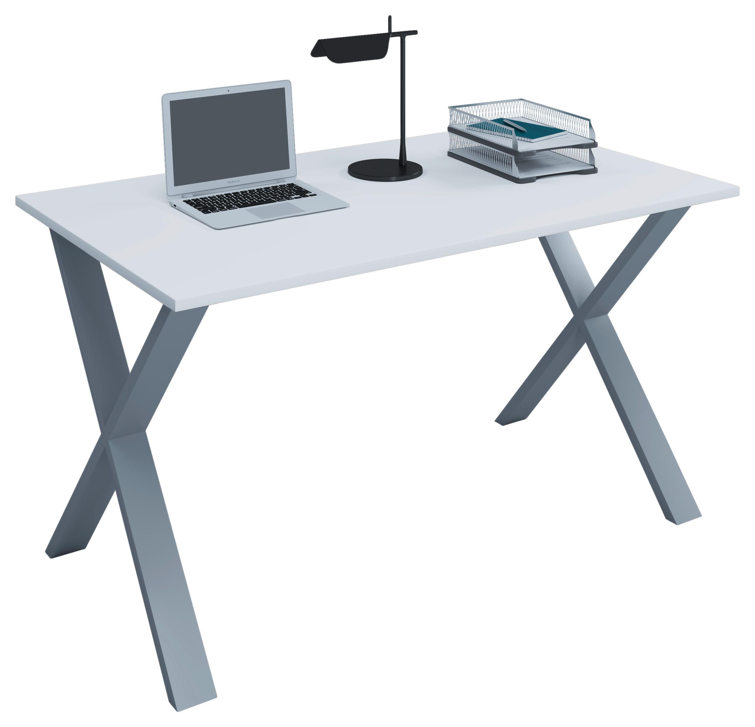 Schreibtisch Lona Silberfarben/Weiß - Silberfarben/Weiß, MODERN, Holzwerkstoff/Metall (140/80/76cm) - MID.YOU