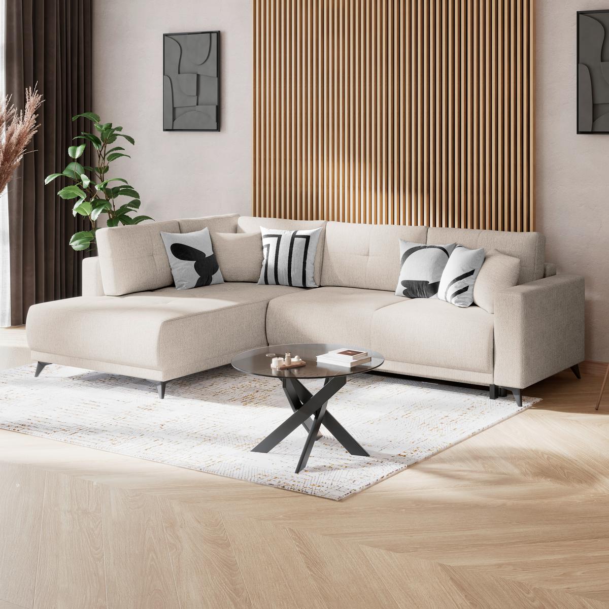 Kutna Garnitura Texas - svijetlo smeđa/crna, Konvencionalno, drvo (203/259cm)