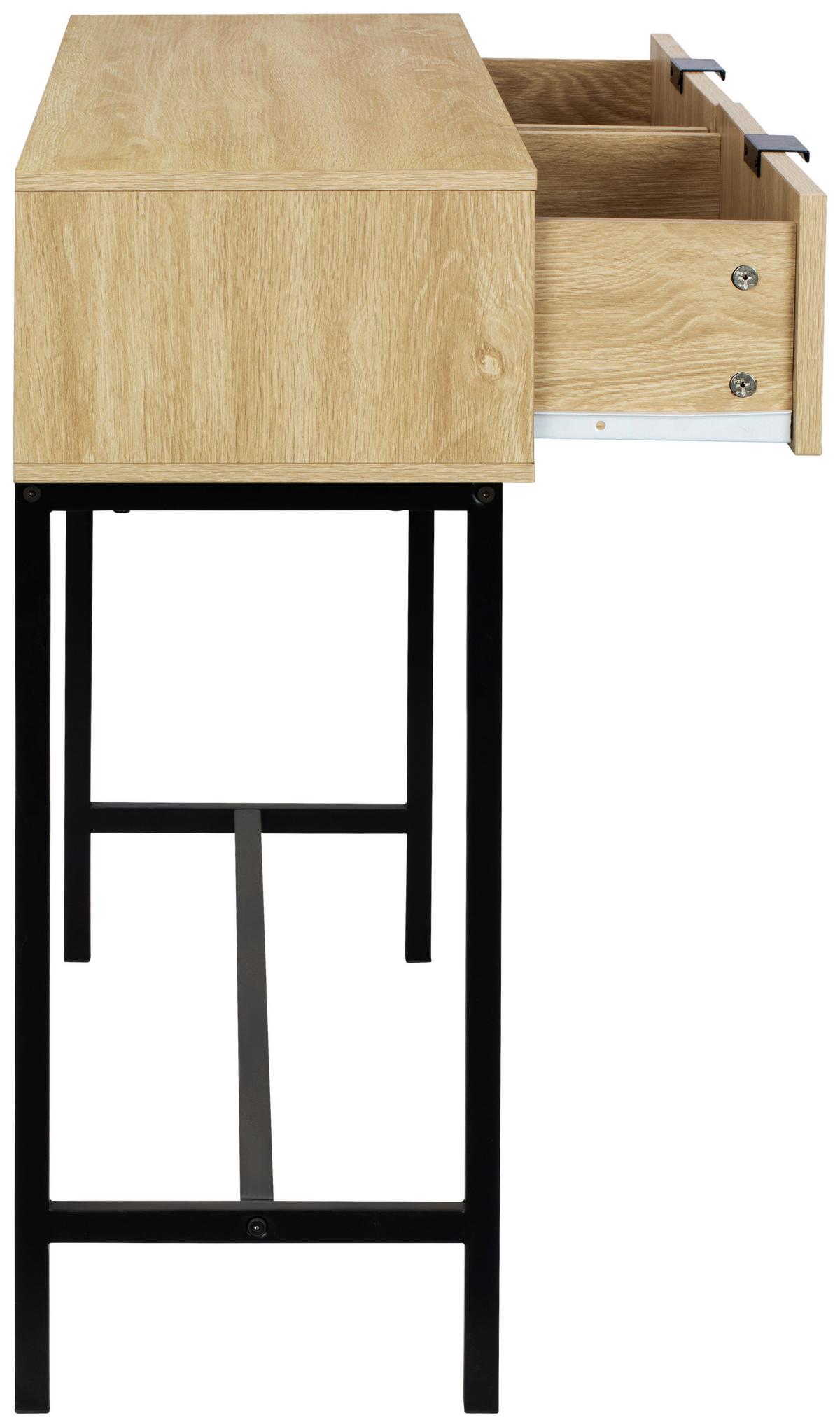 STÓŁ KONSOLA CHAMBERY - kolor naturalny/czarny, Natur, materiał drewnopochodny/metal (100/74,5/30cm) - MID.YOU